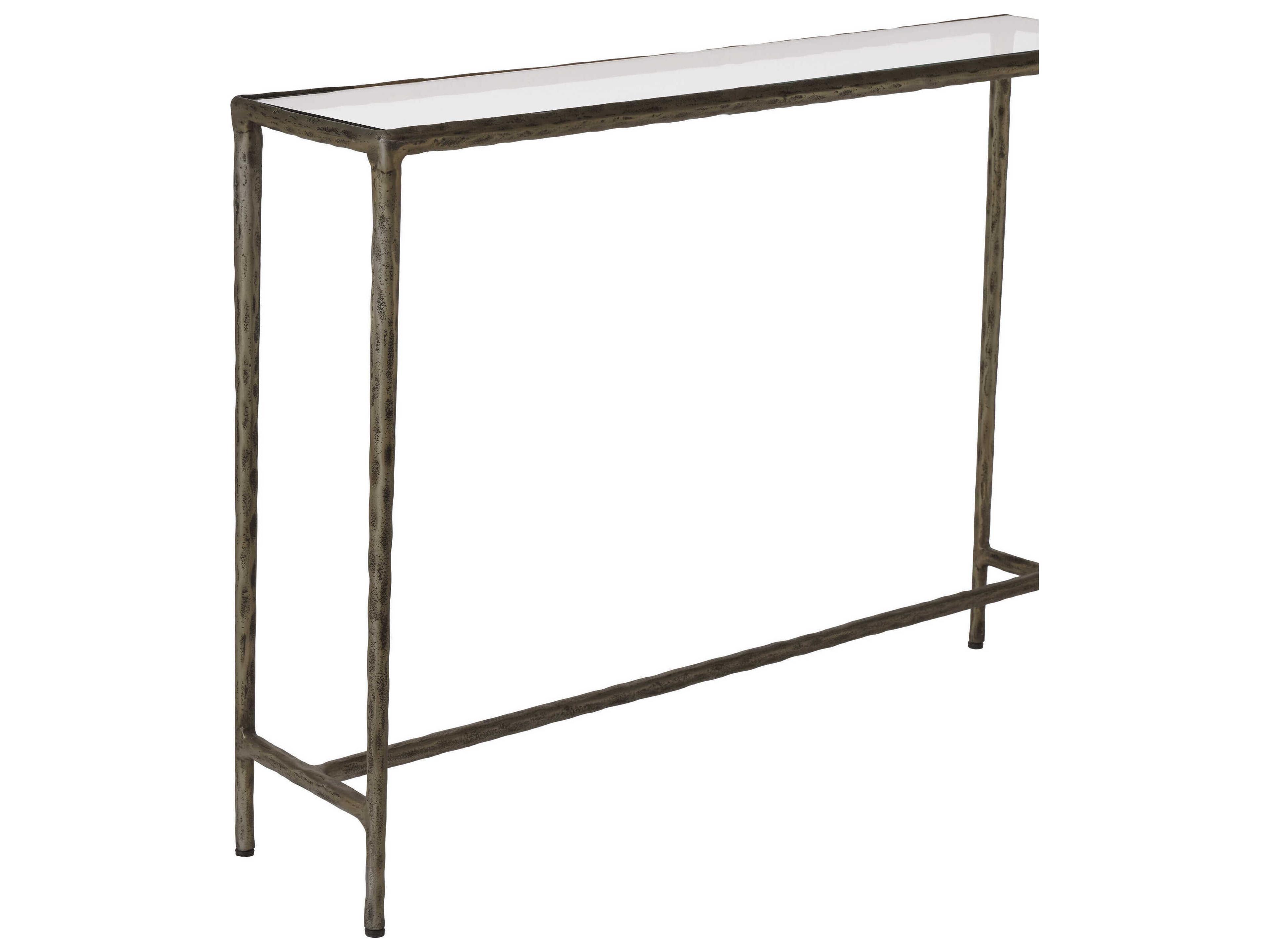 Renwil Nara Rectangular Glass Antique Brass Console Table