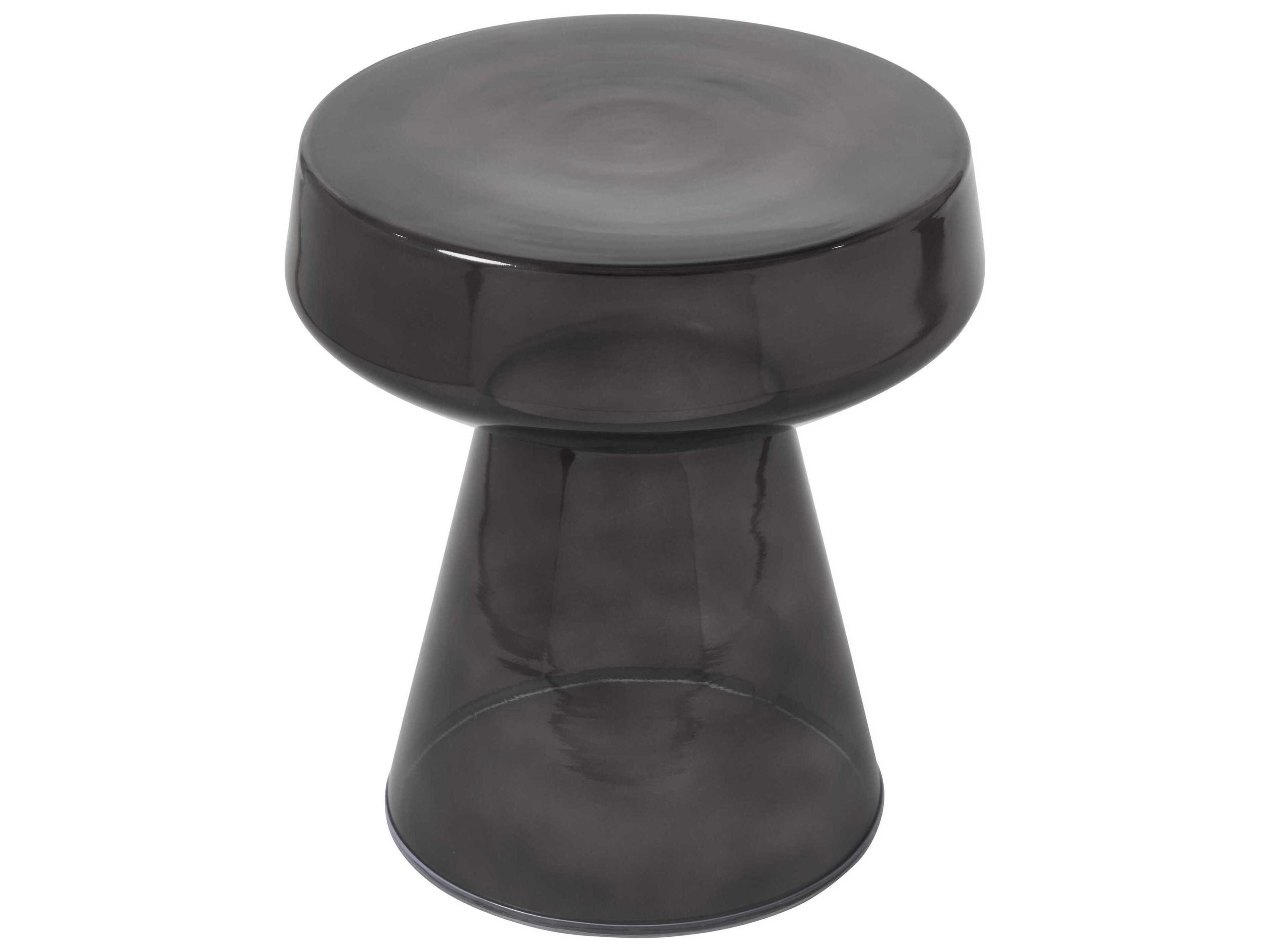 Renwil Lavinia Round Glass Black End Table
