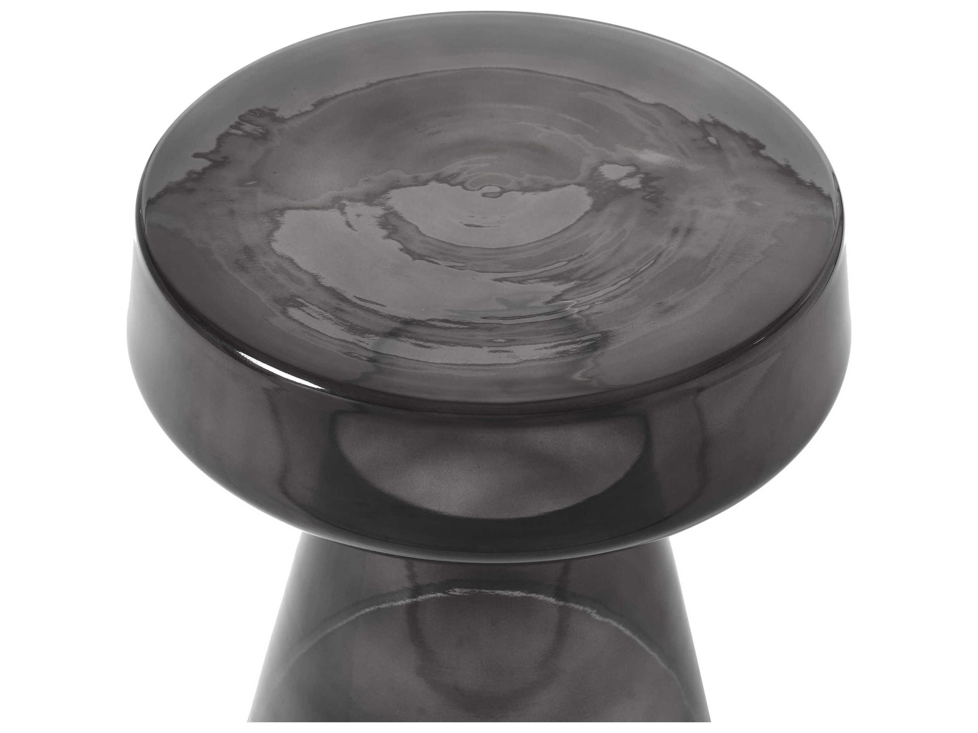Renwil Lavinia Round Glass Black End Table