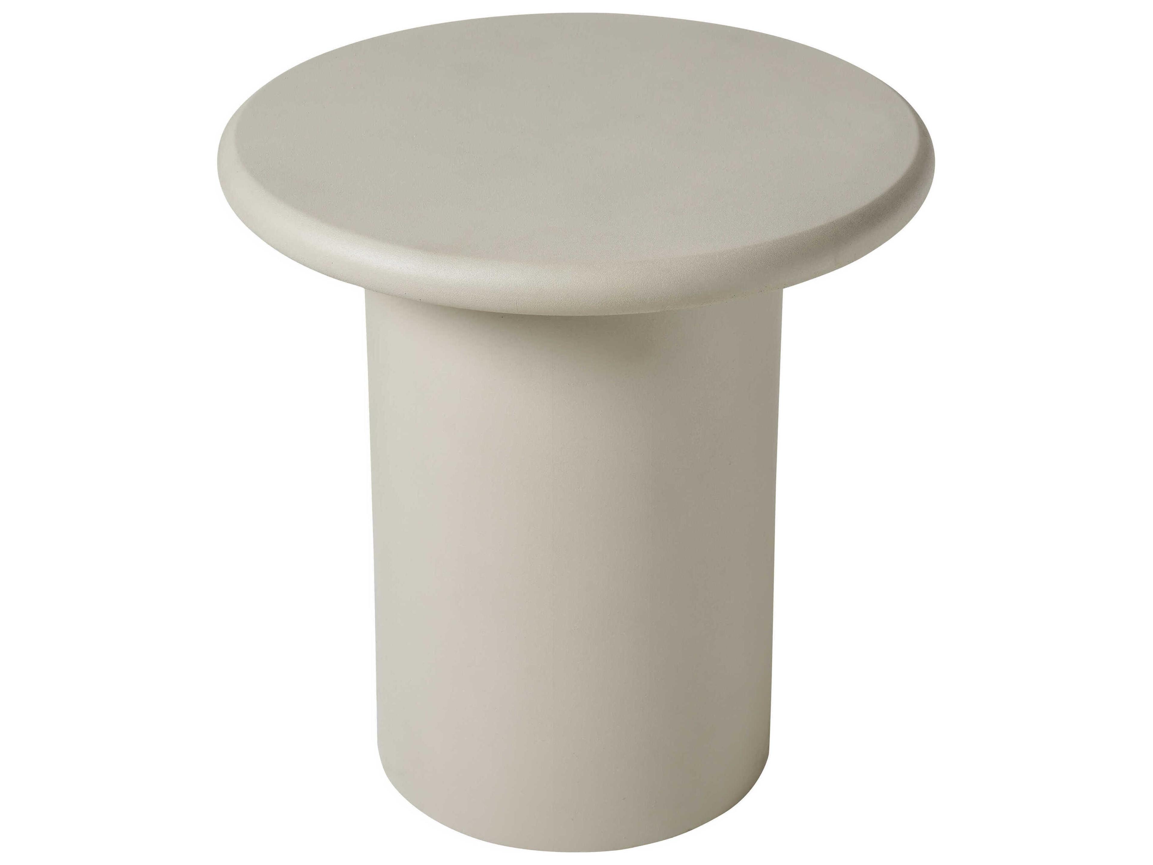 Renwil Riya Round Concrete Texture Matte Cream End Table