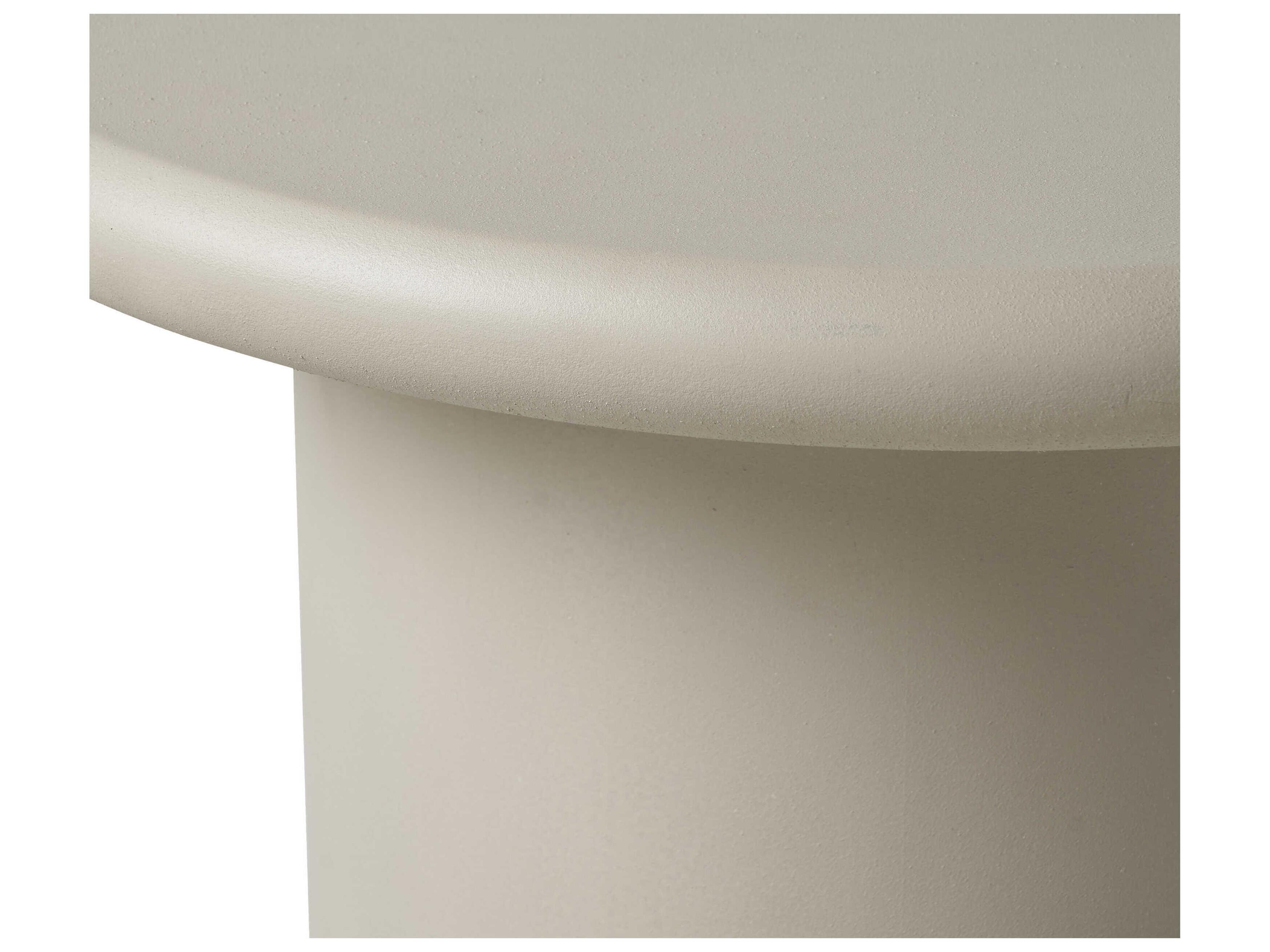 Renwil Riya Round Concrete Texture Matte Cream End Table