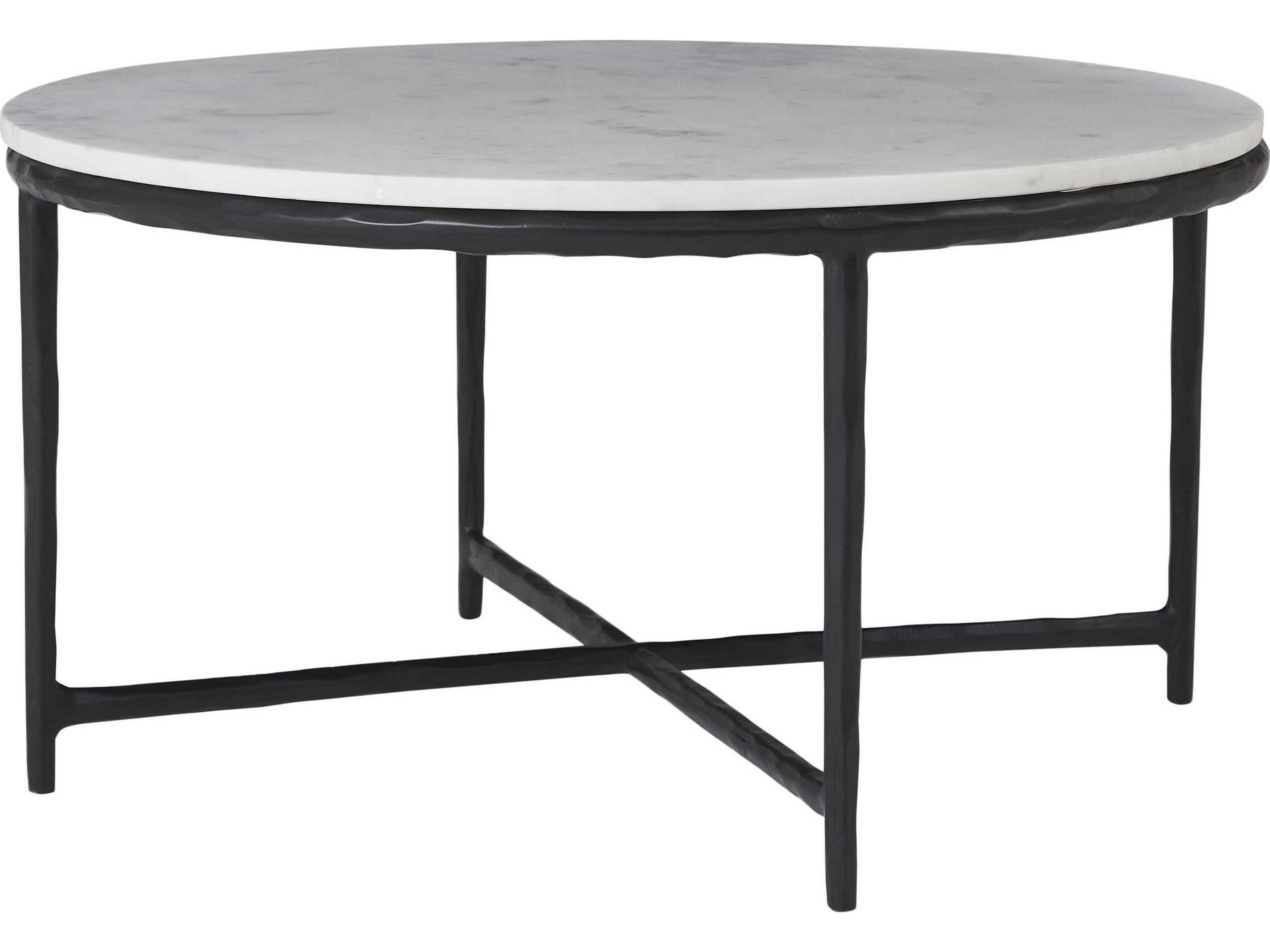 Round Marble Matte Black Coffee Table