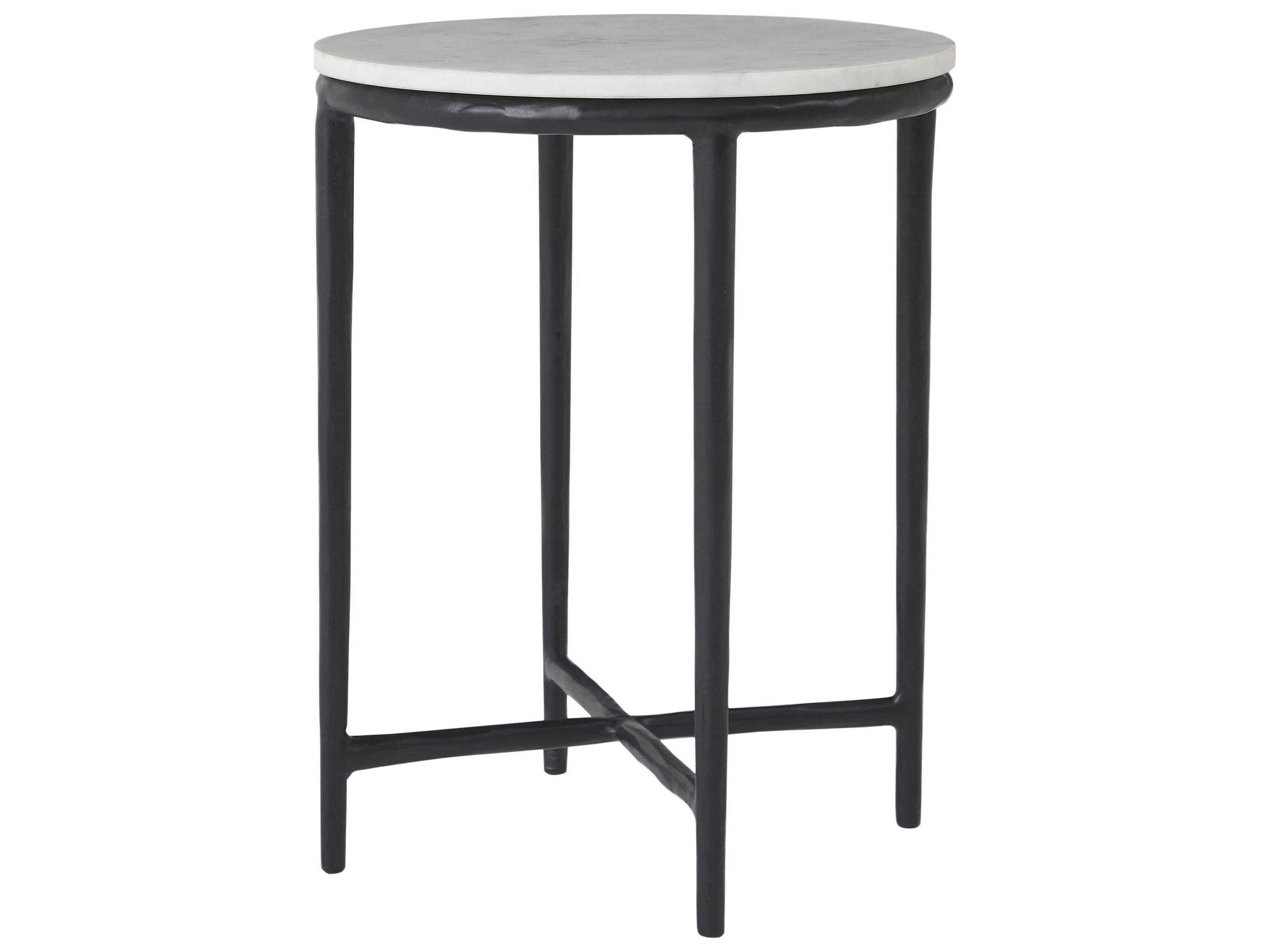 Veroia Round Marble Matte Black End Table