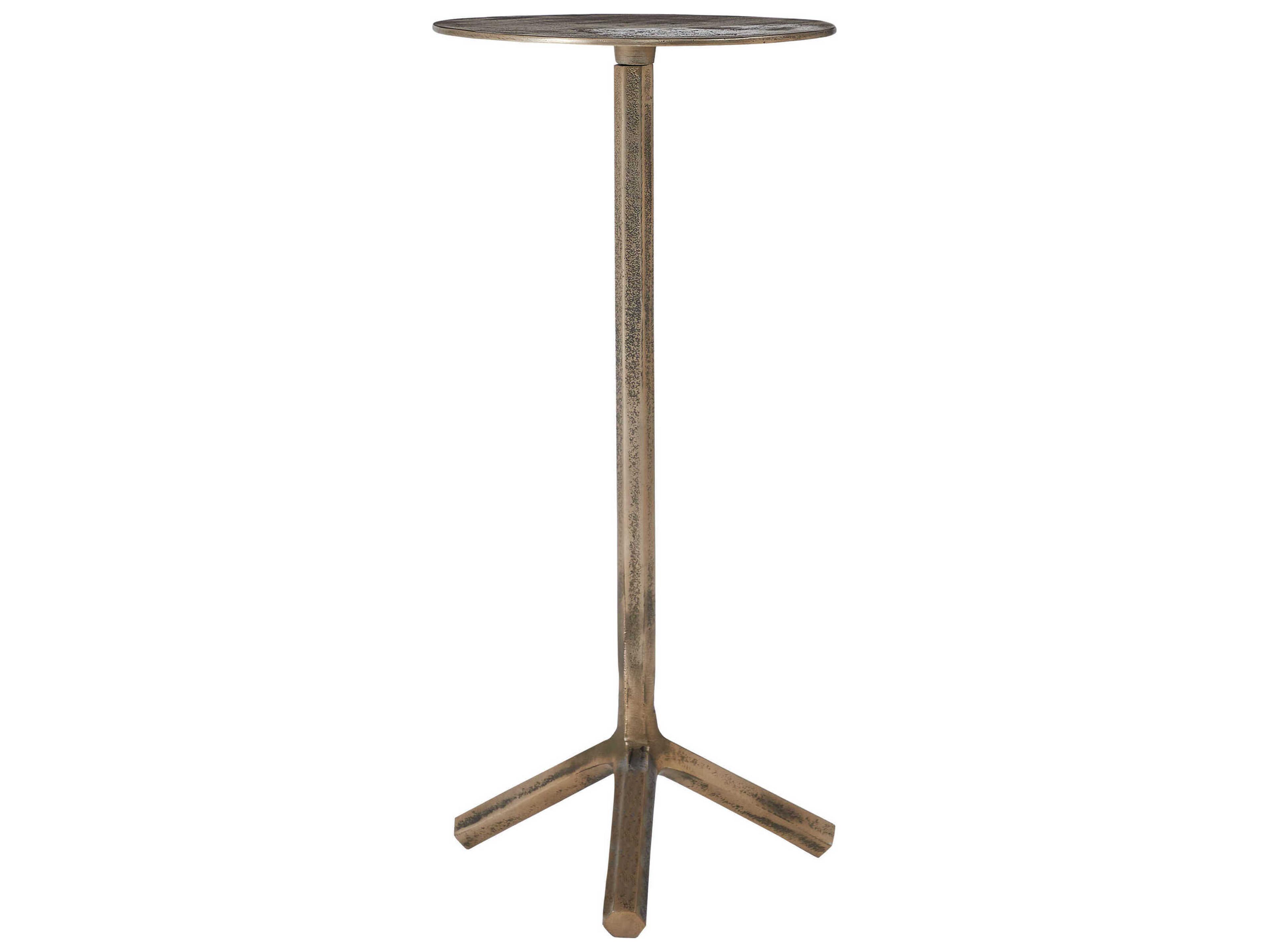 Renwil Zahra Round Metal Antique Brass End Table