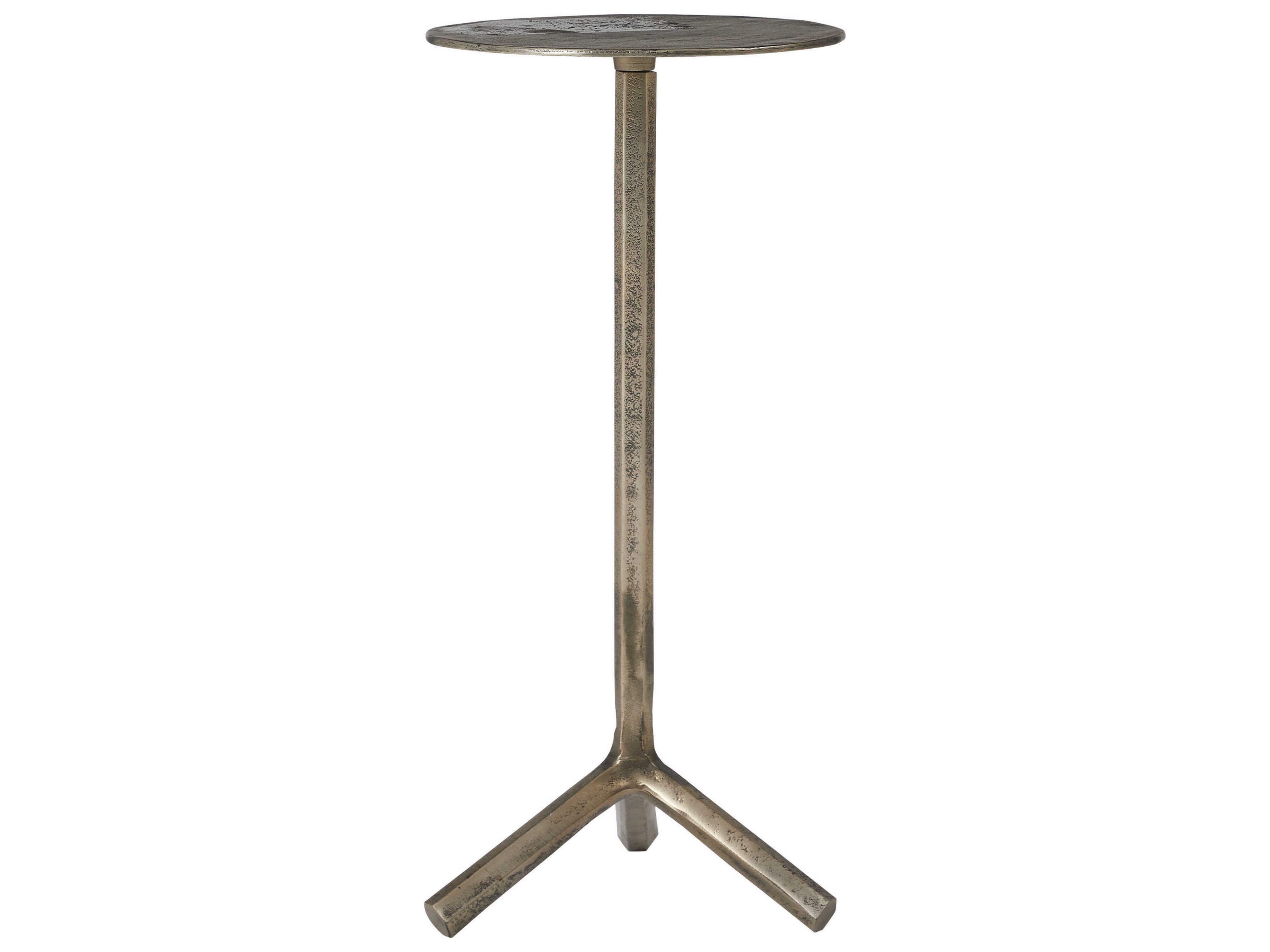 Renwil Zahra Round Metal Antique Brass End Table