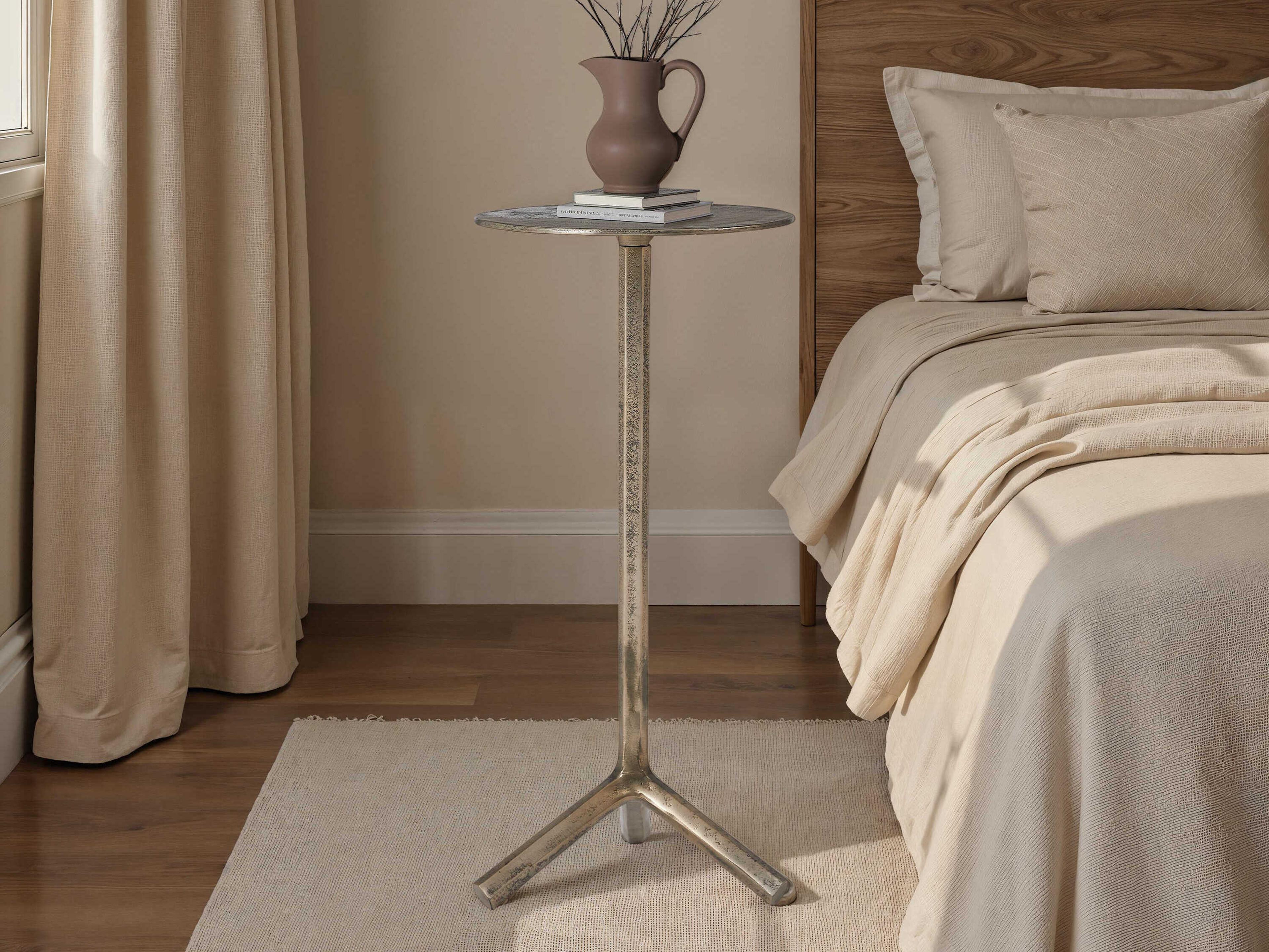 Renwil Zahra Round Metal Antique Brass End Table