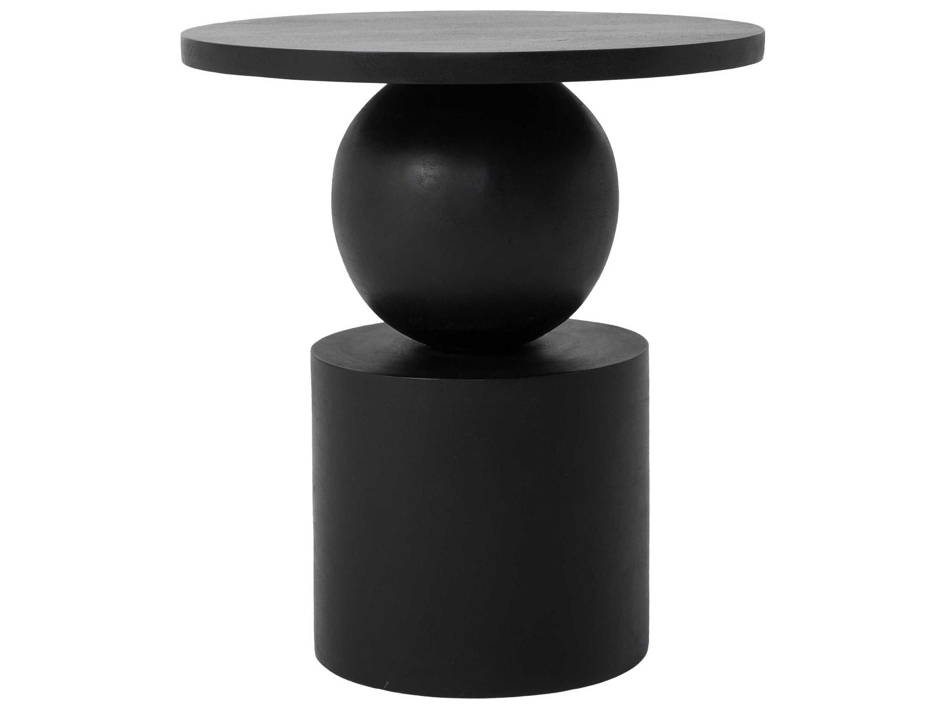 Paola Round Wood Black End Table