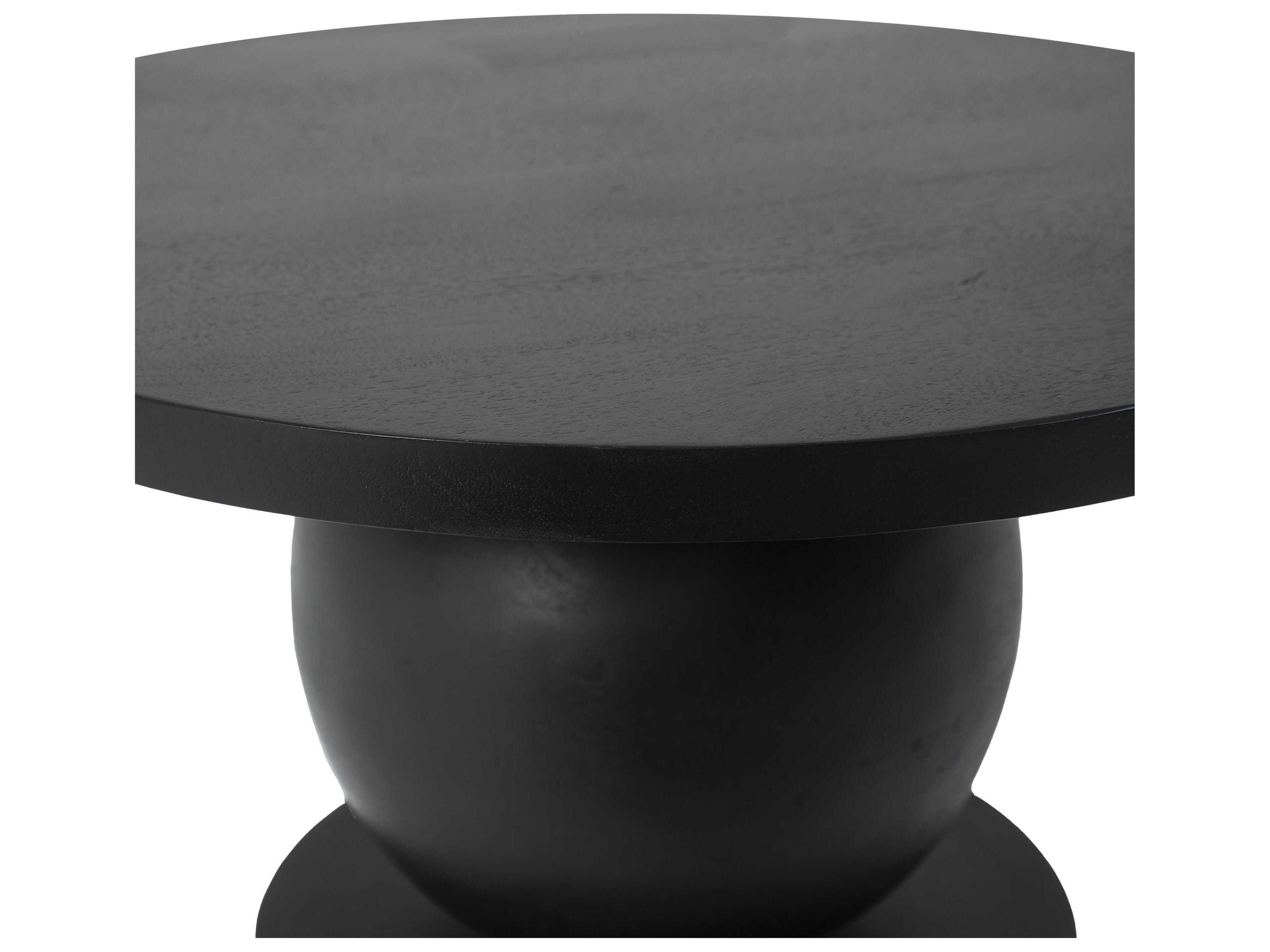 Renwil Paola Round Wood Black End Table