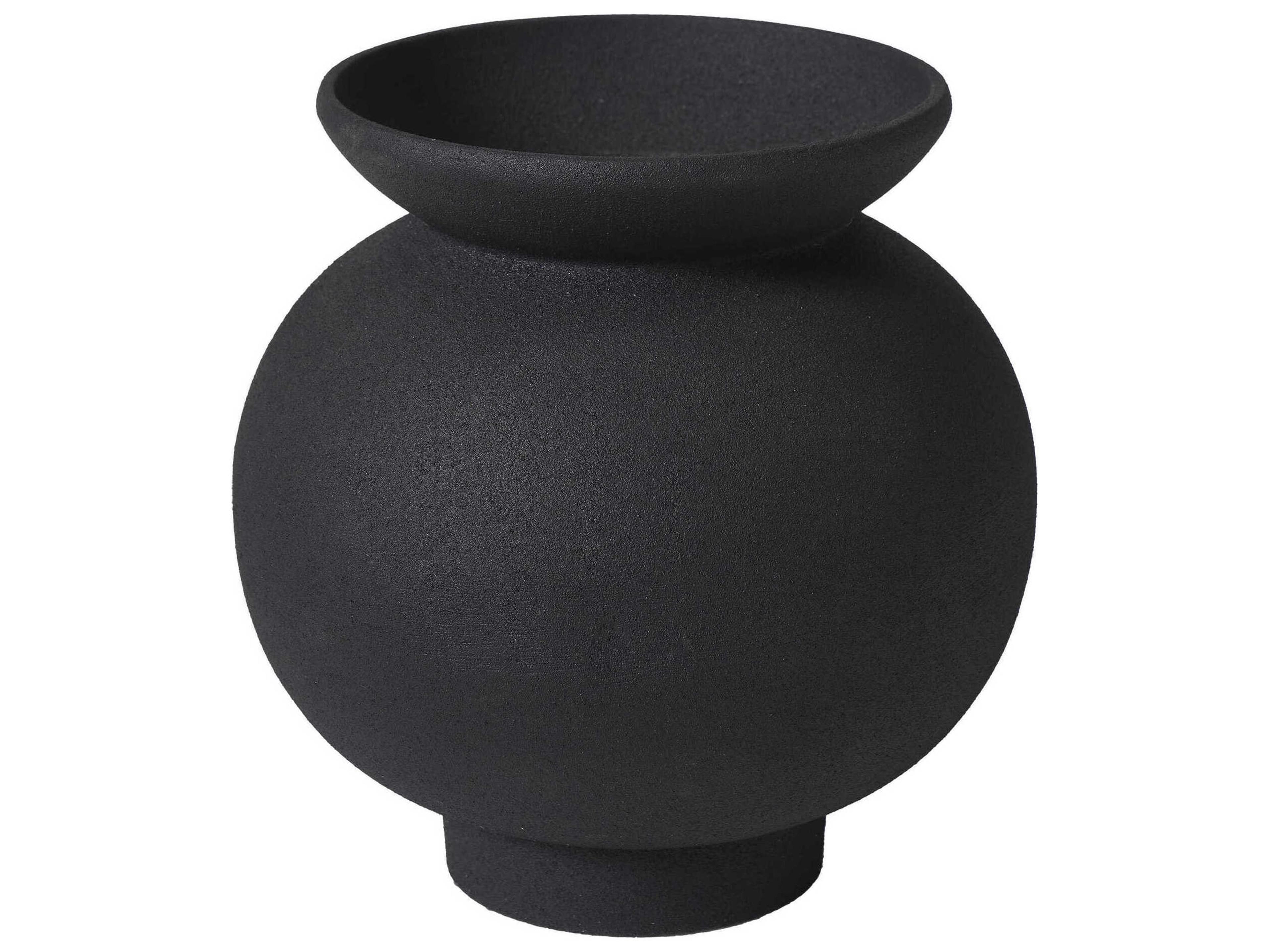 Cadiz Textured Matte Black Vase