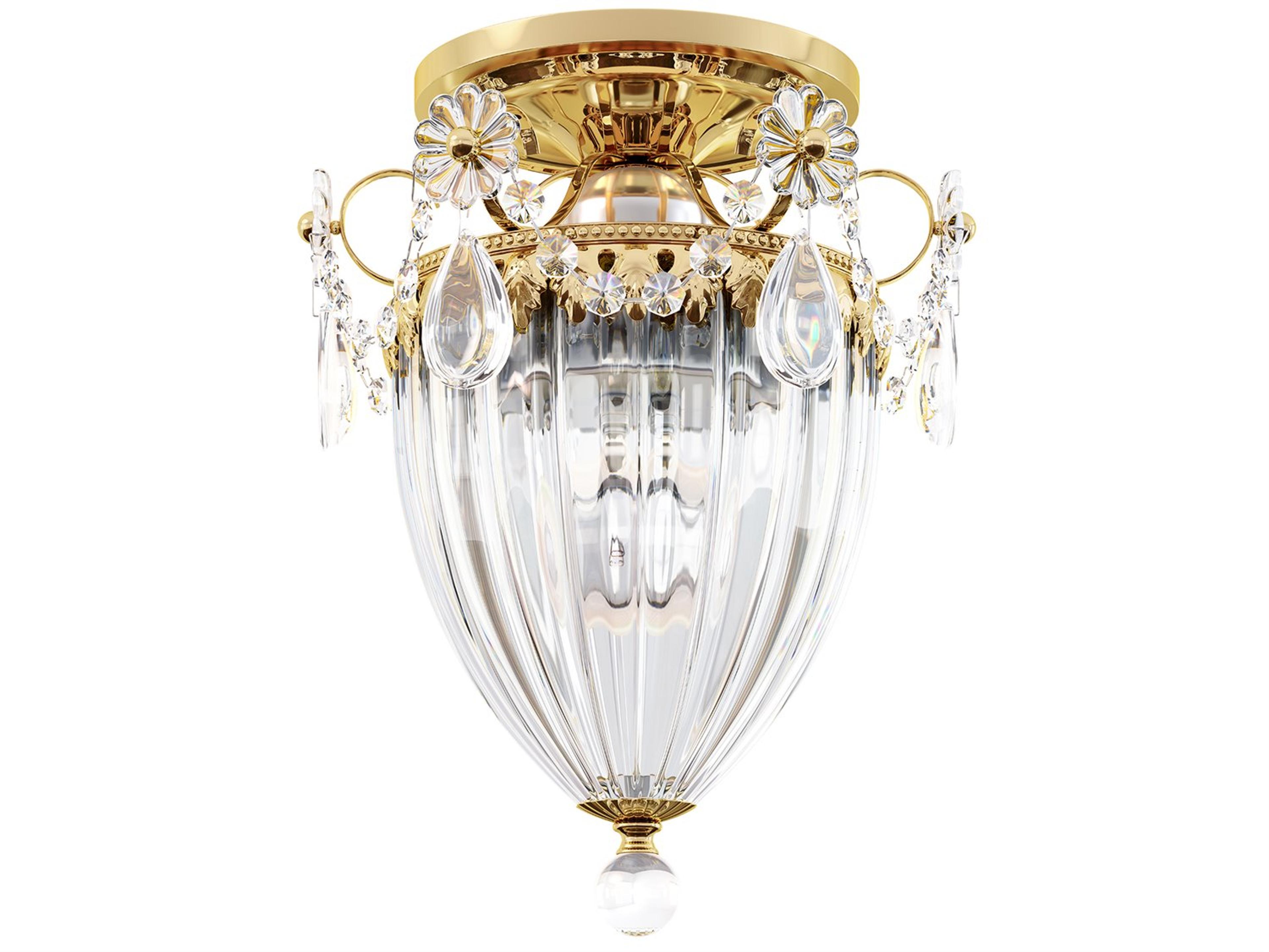 Bagatelle 1-Light Gold Crystal Semi Flush Mount