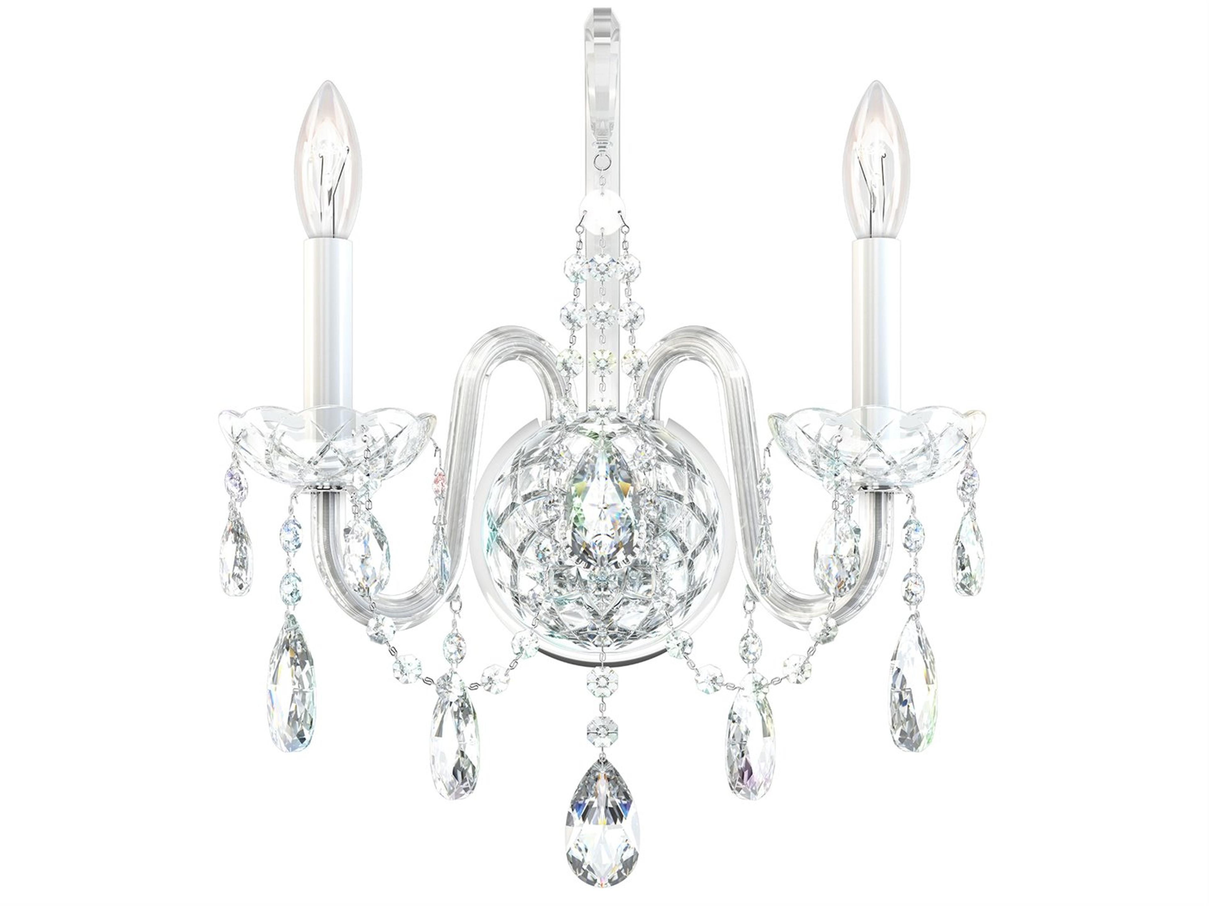 Arlington 2-Light Crystal Wall Sconce in Polished Silver