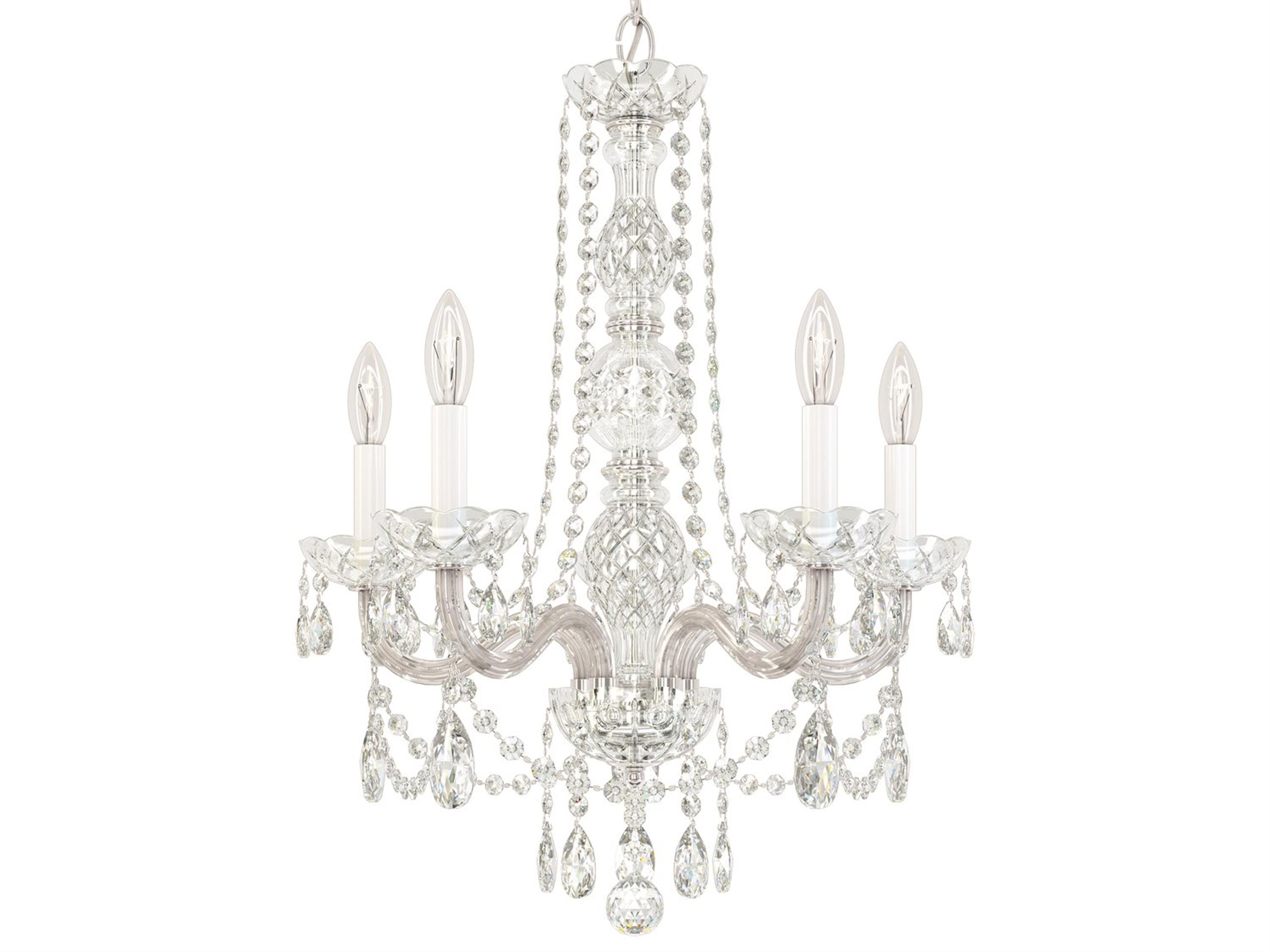 Arlington 5-Light Polished Silver Crystal Candelabra Chandelier
