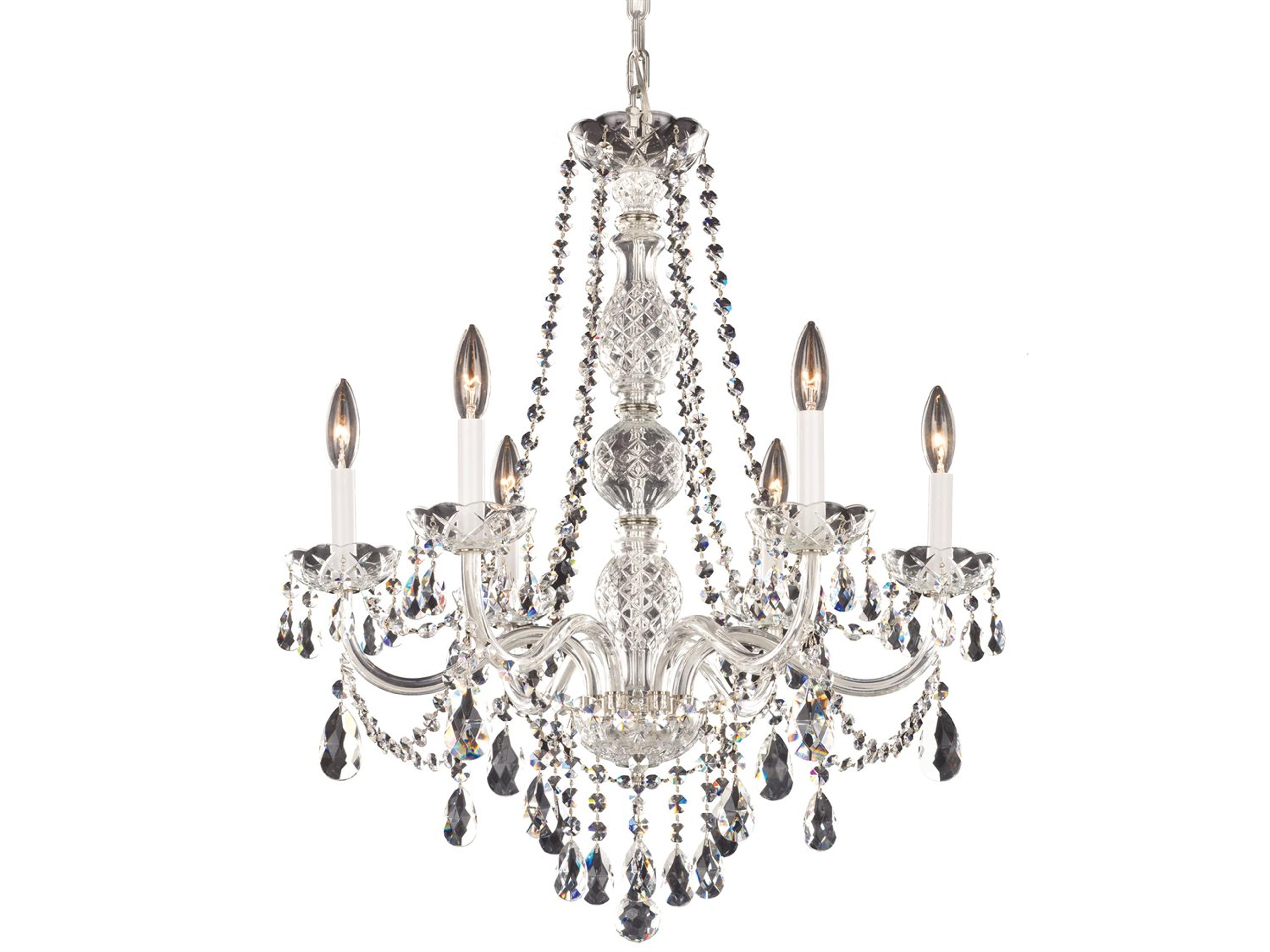Arlington 6-Light Polished Silver Crystal Candelabra Chandelier