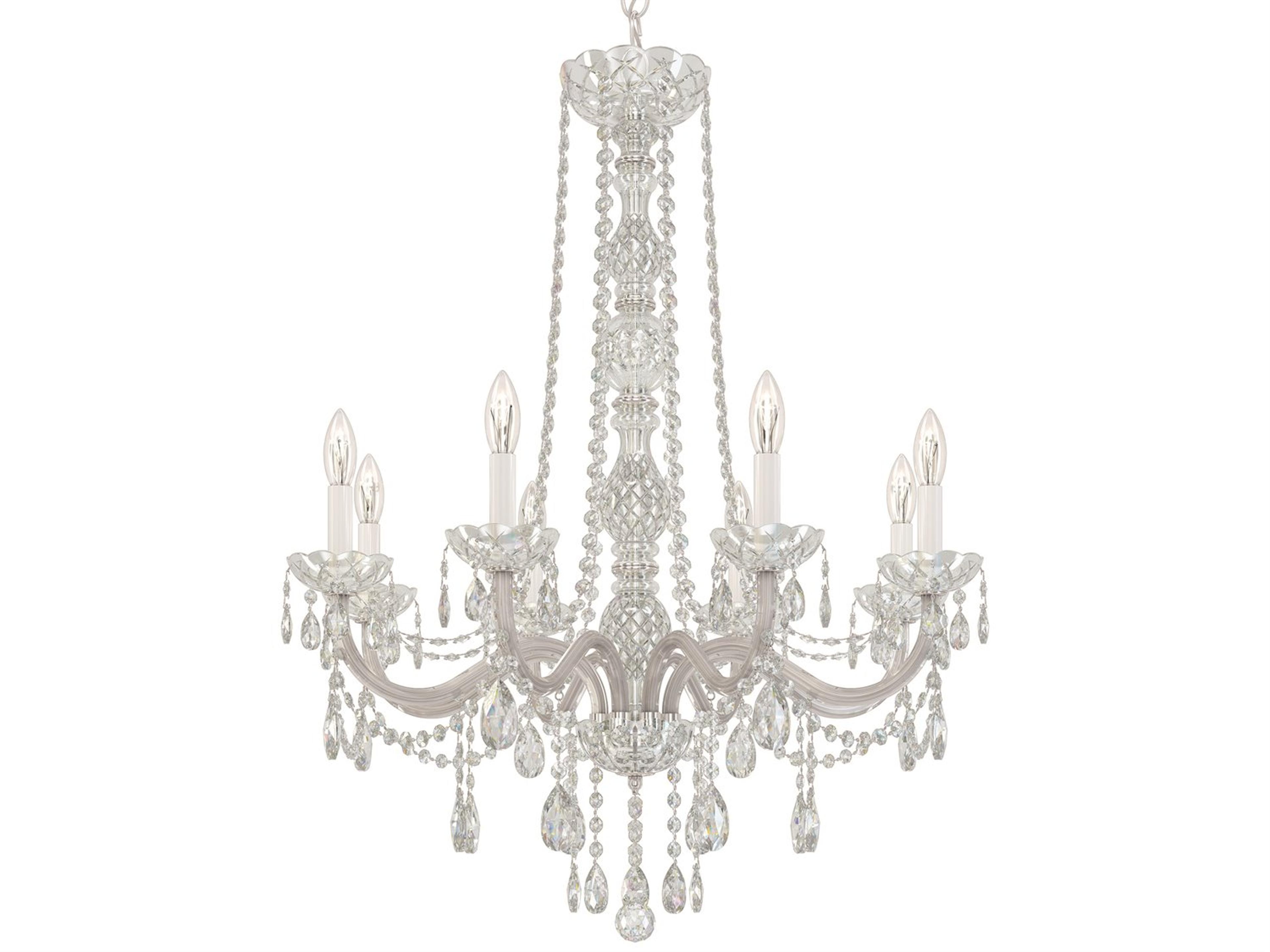 Arlington 8-Light Polished Silver Crystal Candelabra Chandelier