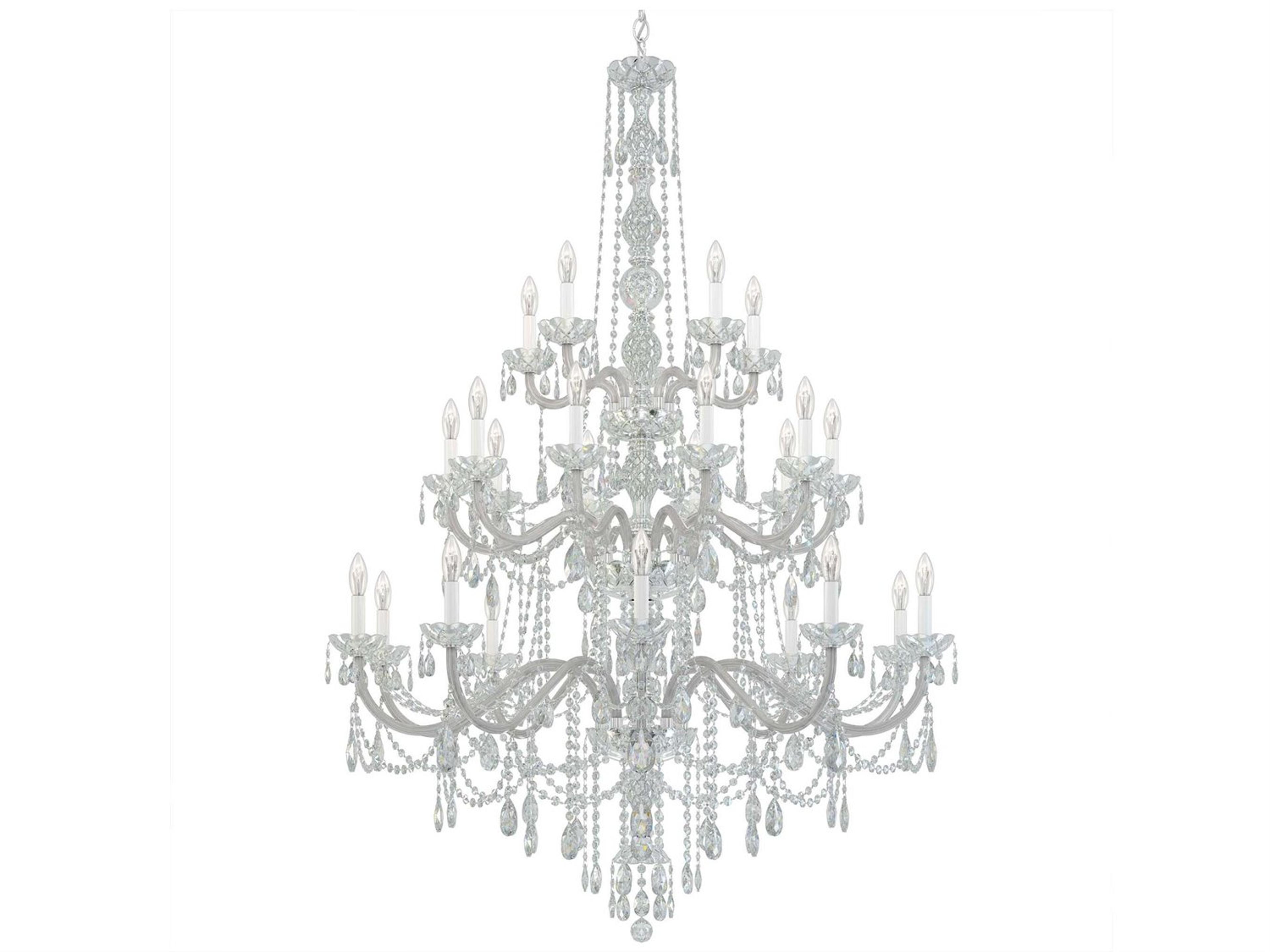 Arlington 25-Light Polished Silver Crystal Candelabra Chandelier