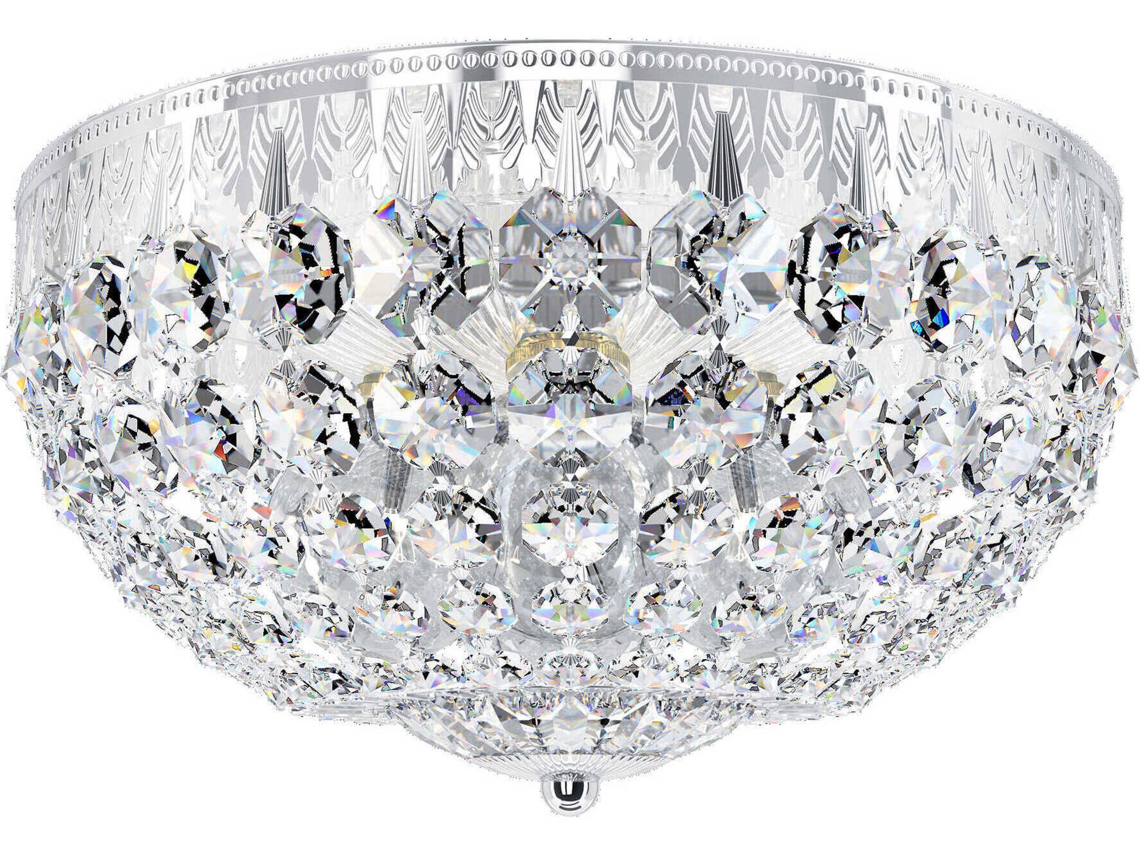 Petit Crystal 4-Light Silver Bowl Flush Mount