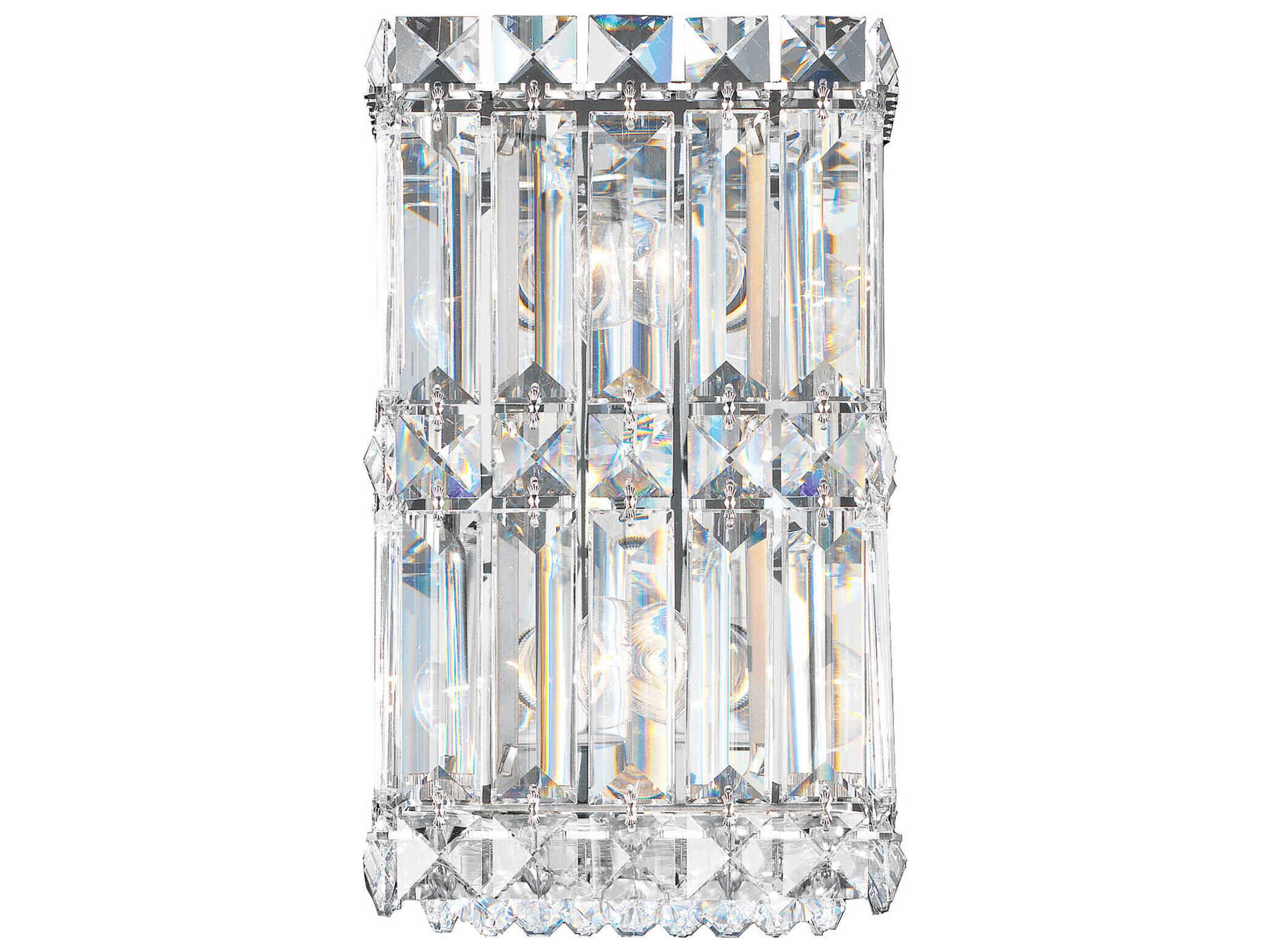 Quantum 2-Light Stainless Steel Crystal Wall Sconce