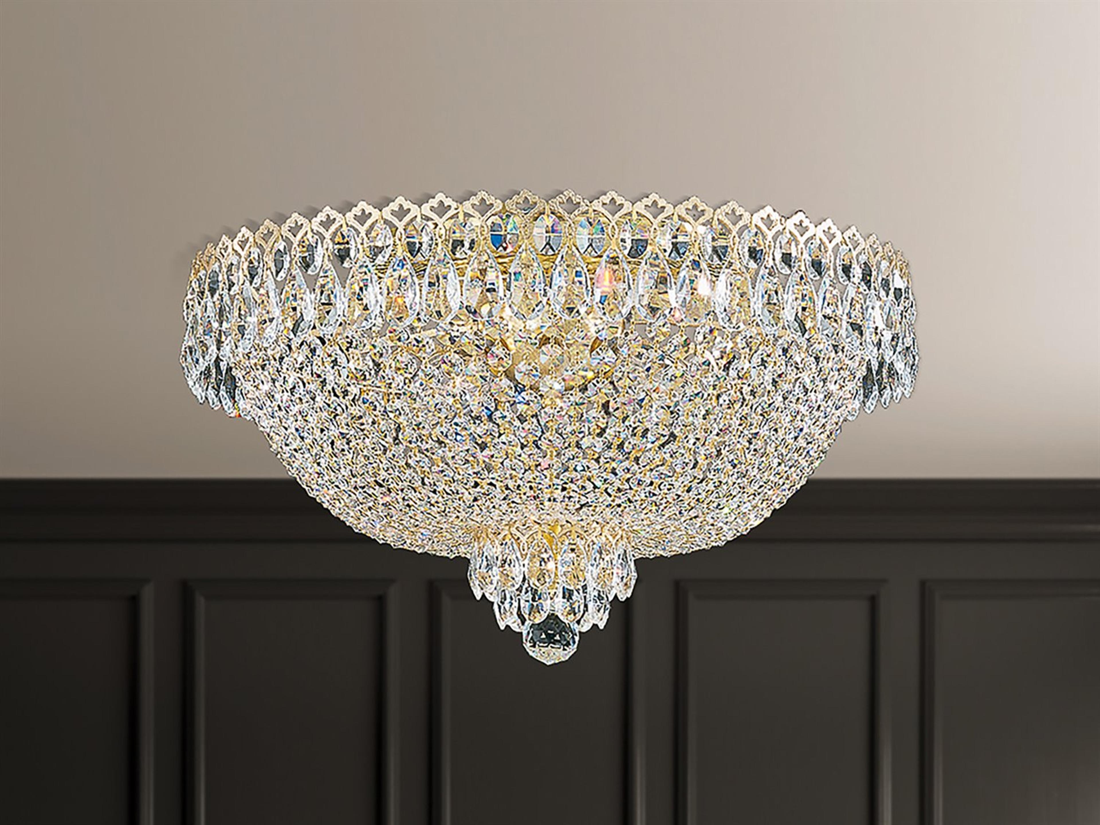 Schonbek Camelot 6-Light Gold Crystal Bowl Flush Mount