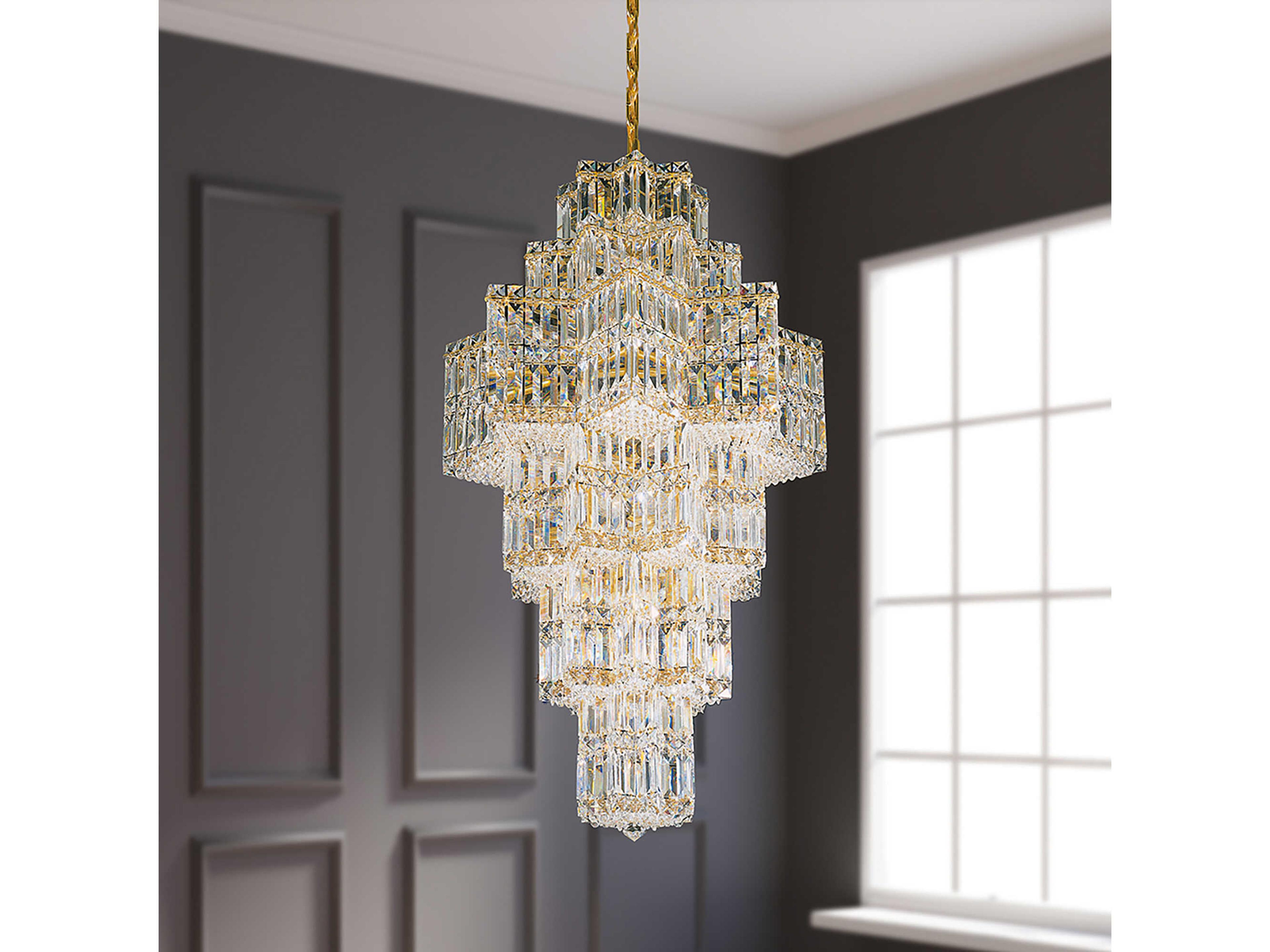 Schonbek Equinoxe 35-Light Gold Crystal Chandelier