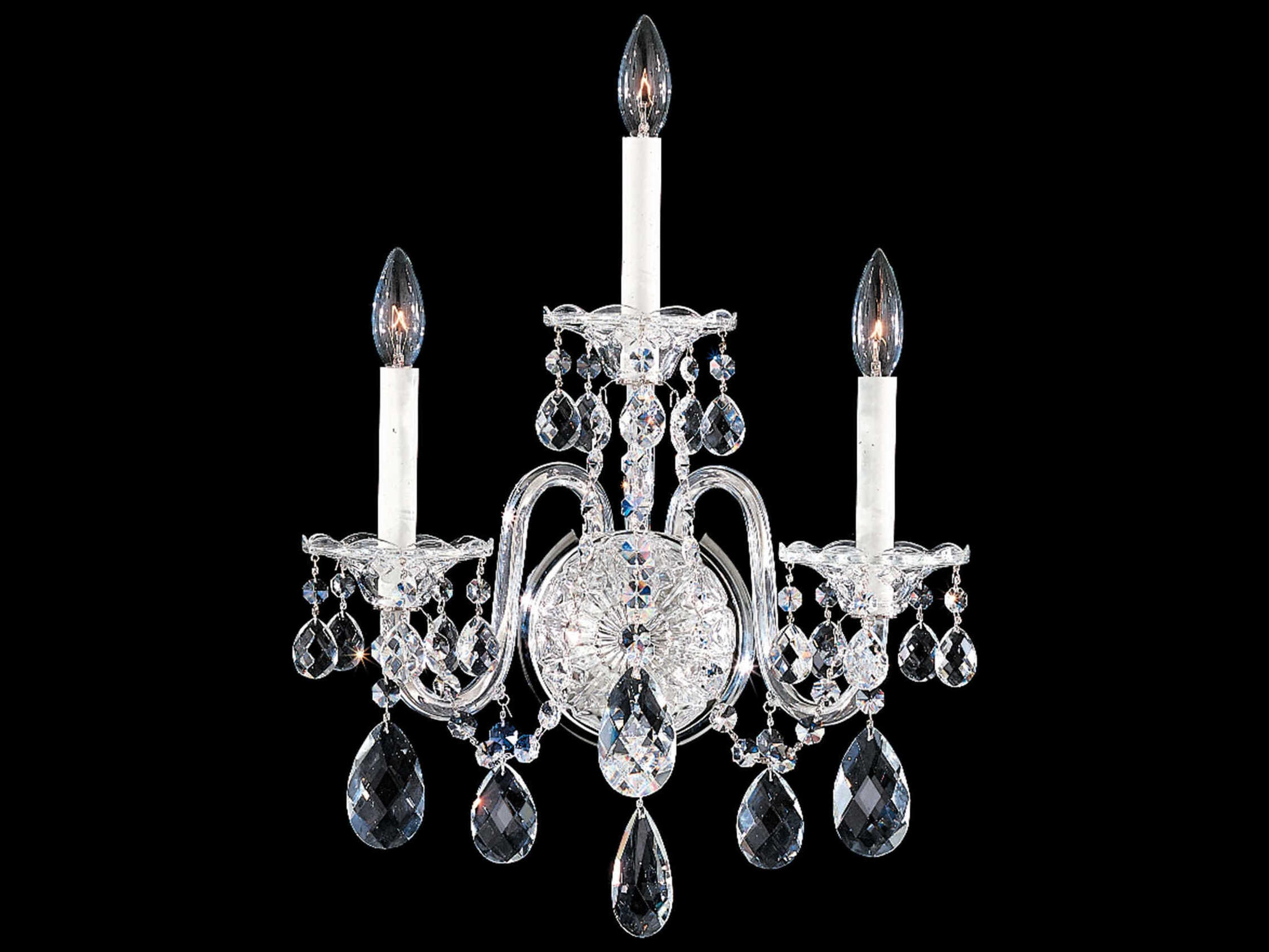 Sterling 3-Light Silver Crystal Wall Sconce
