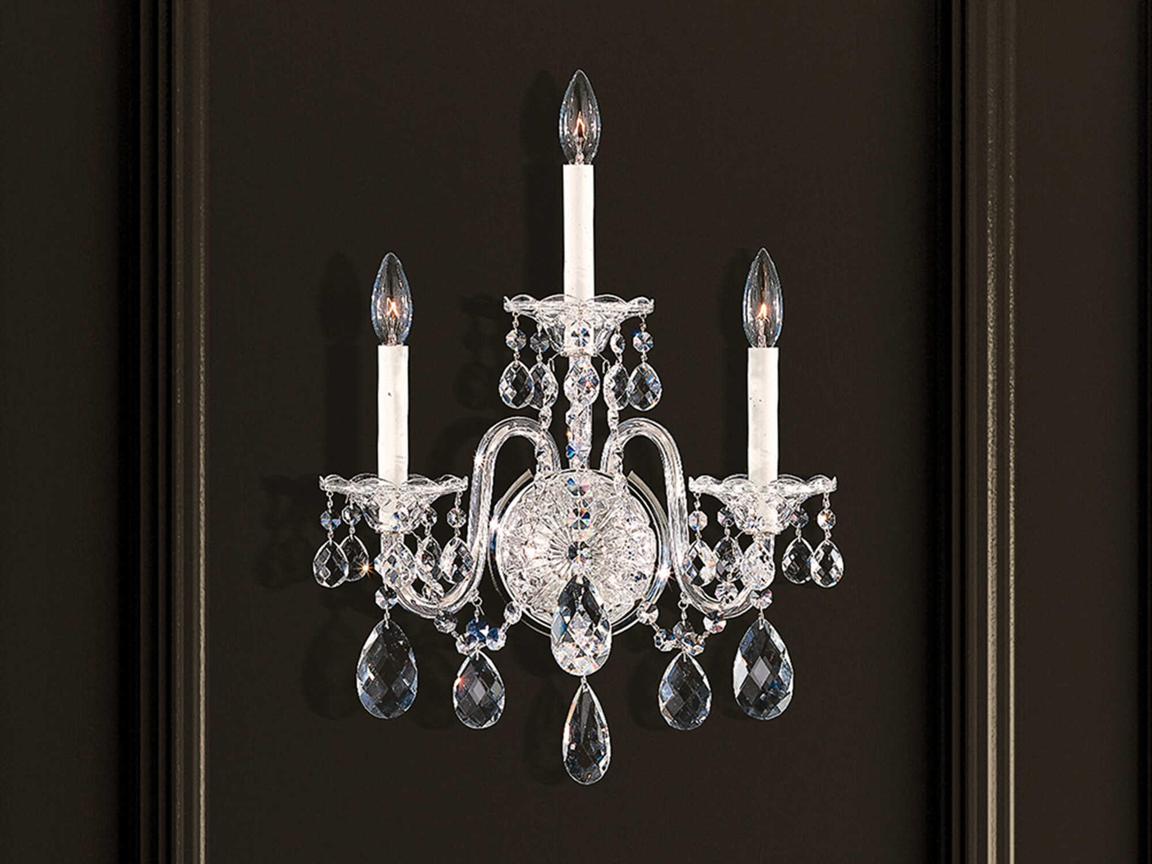 Schonbek Sterling 3-Light Silver Crystal Wall Sconce