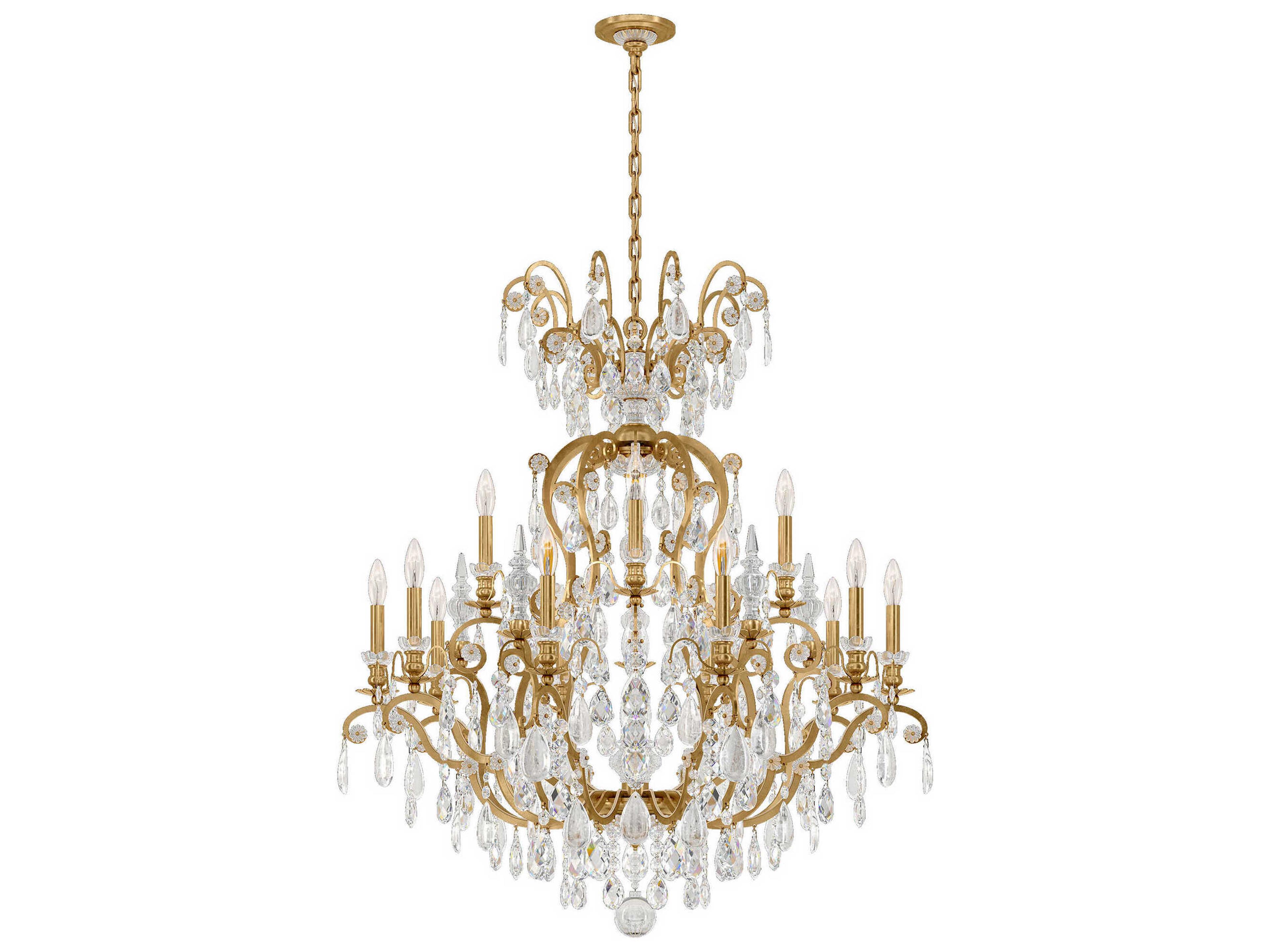 Schonbek Renaissance Rock Crystal 16-Light6-Light Pewter Candelabra Chandelier
