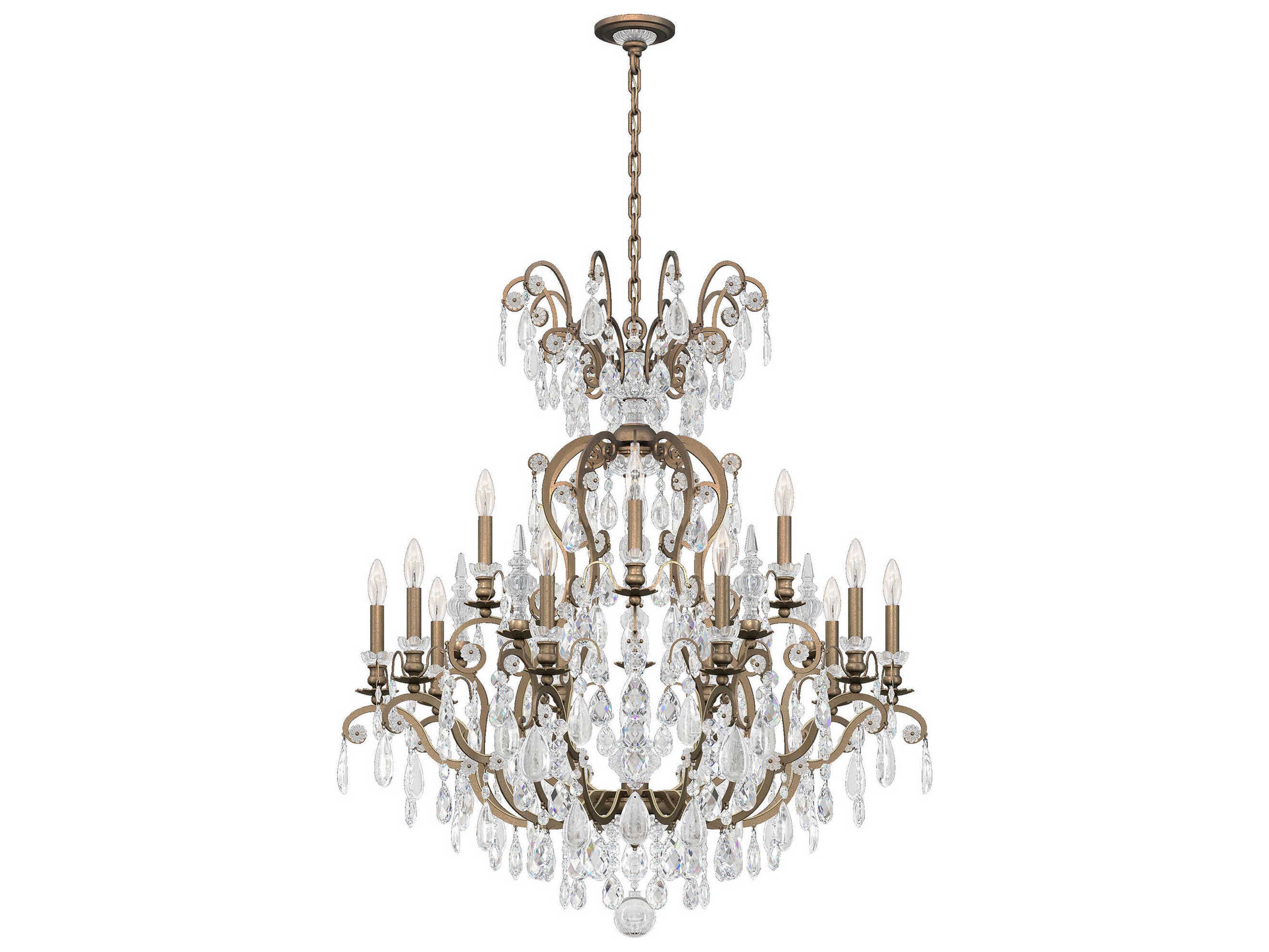 Schonbek Renaissance Rock Crystal 16-Light6-Light Pewter Candelabra Chandelier