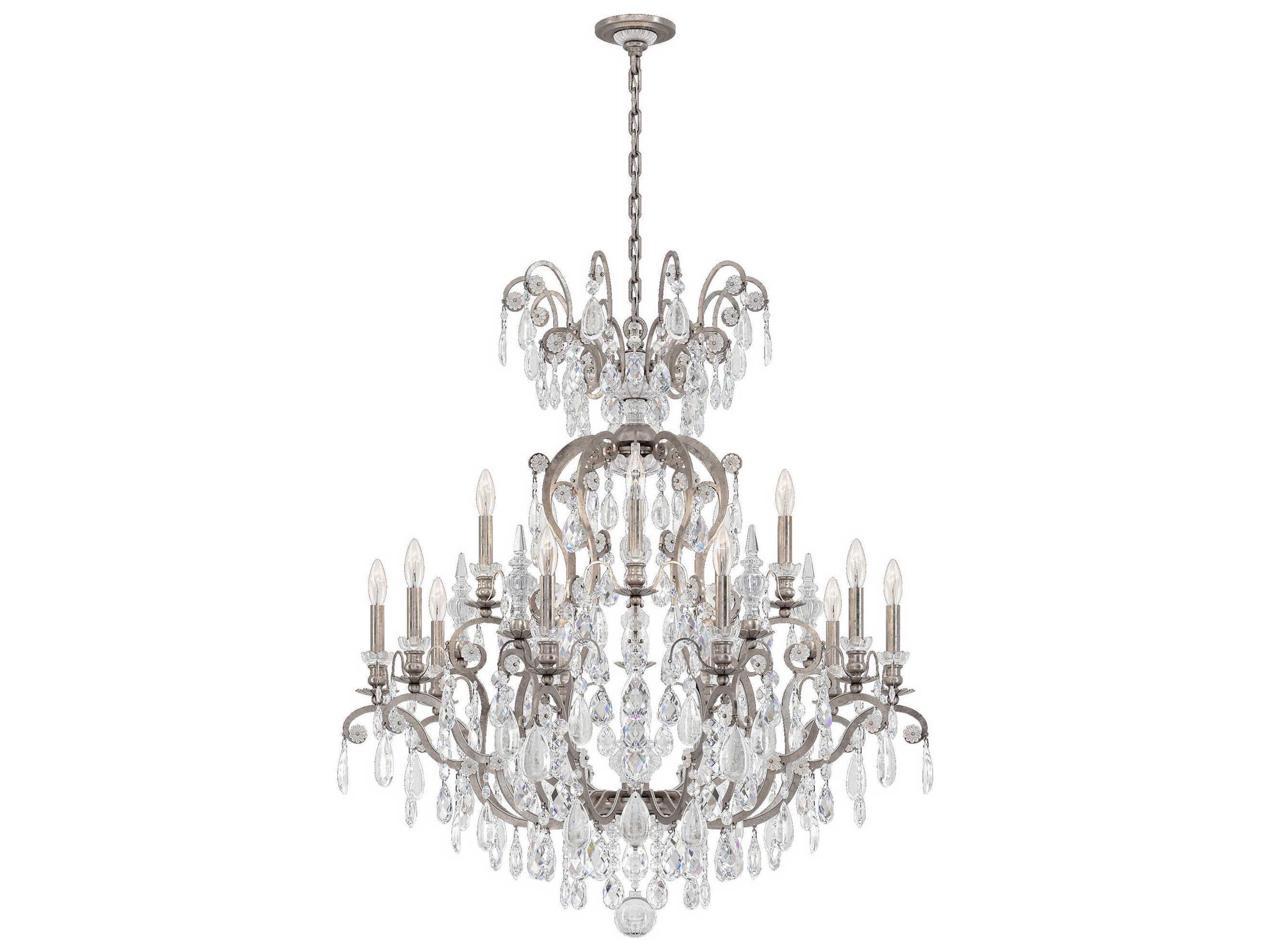 Schonbek Renaissance Rock Crystal 16-Light6-Light Pewter Candelabra Chandelier