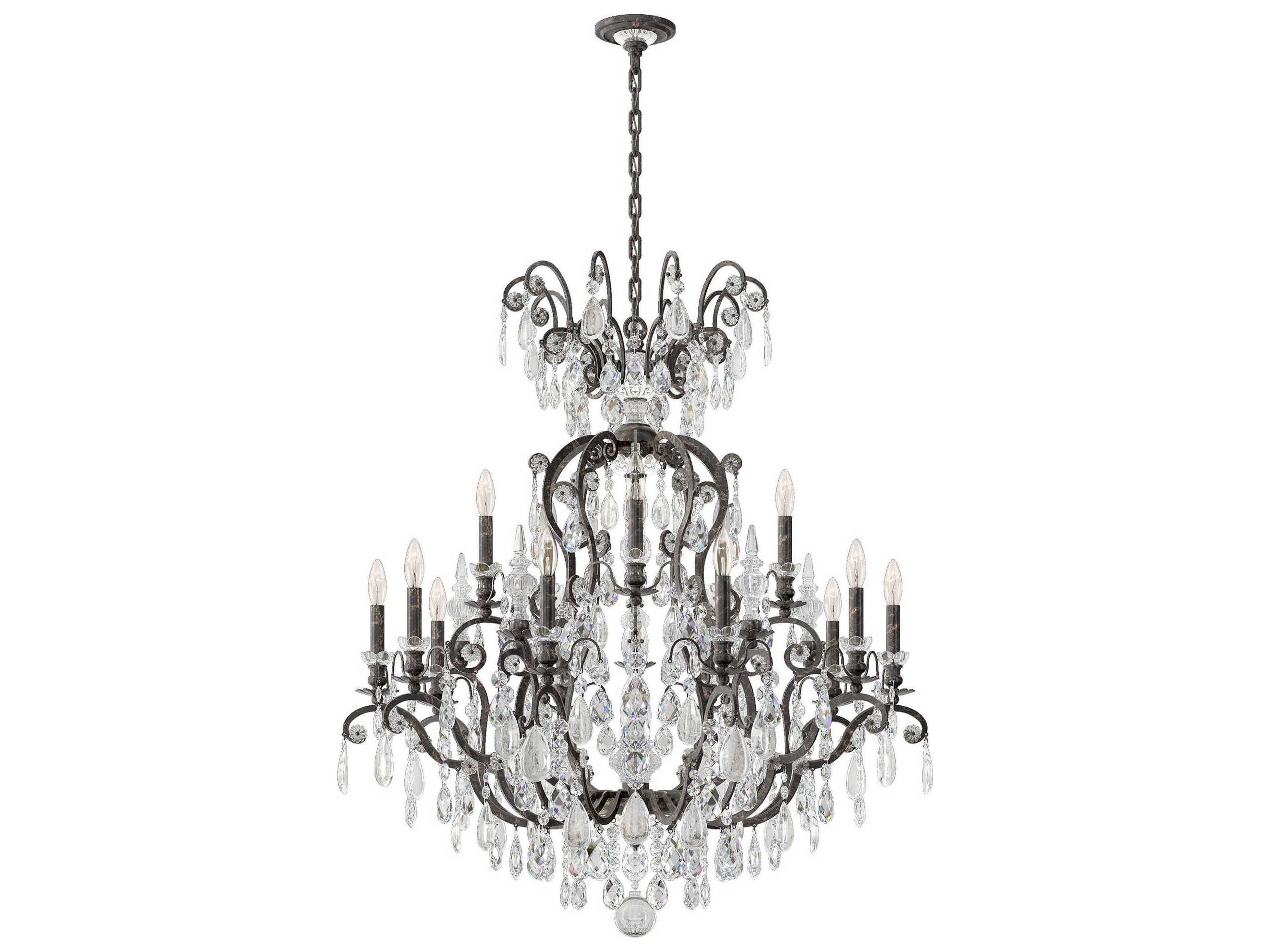 Schonbek Renaissance Rock Crystal 16-Light6-Light Pewter Candelabra Chandelier