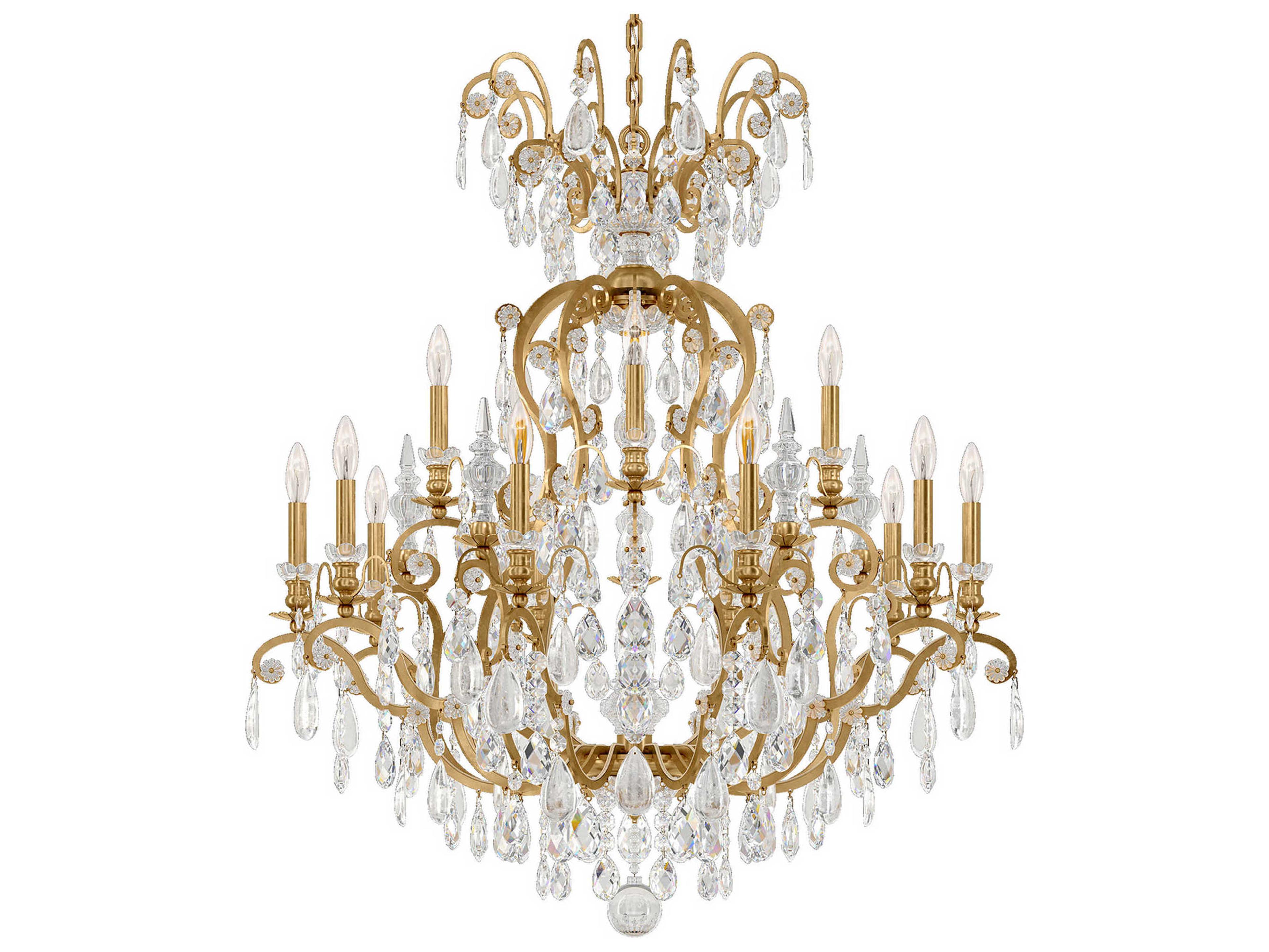 Schonbek Renaissance Rock Crystal 16-Light6-Light Pewter Candelabra Chandelier
