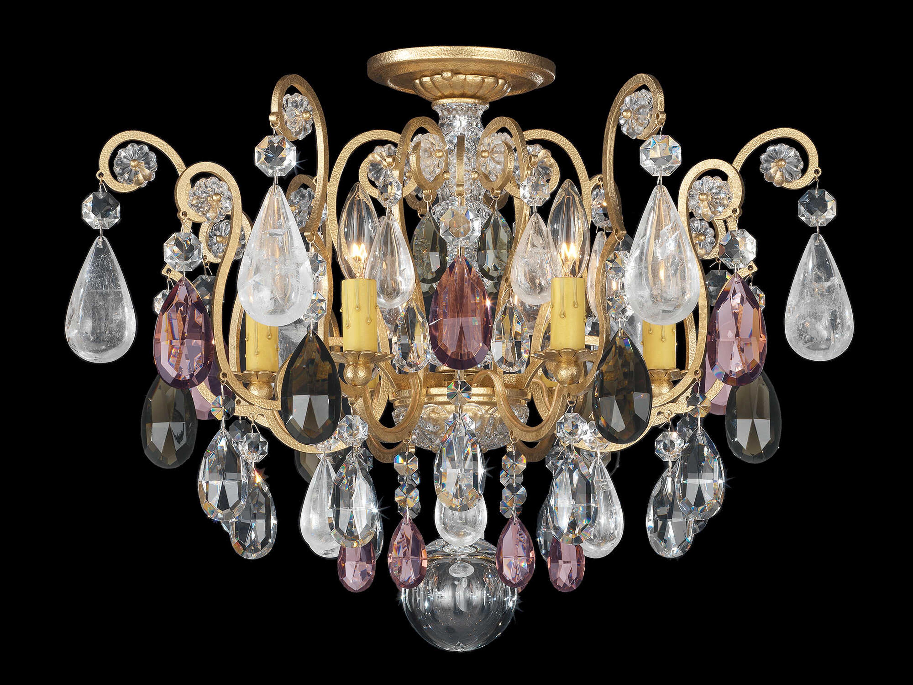 Renaissance Rock Crystal 6-Light Gold Semi Flush Mount