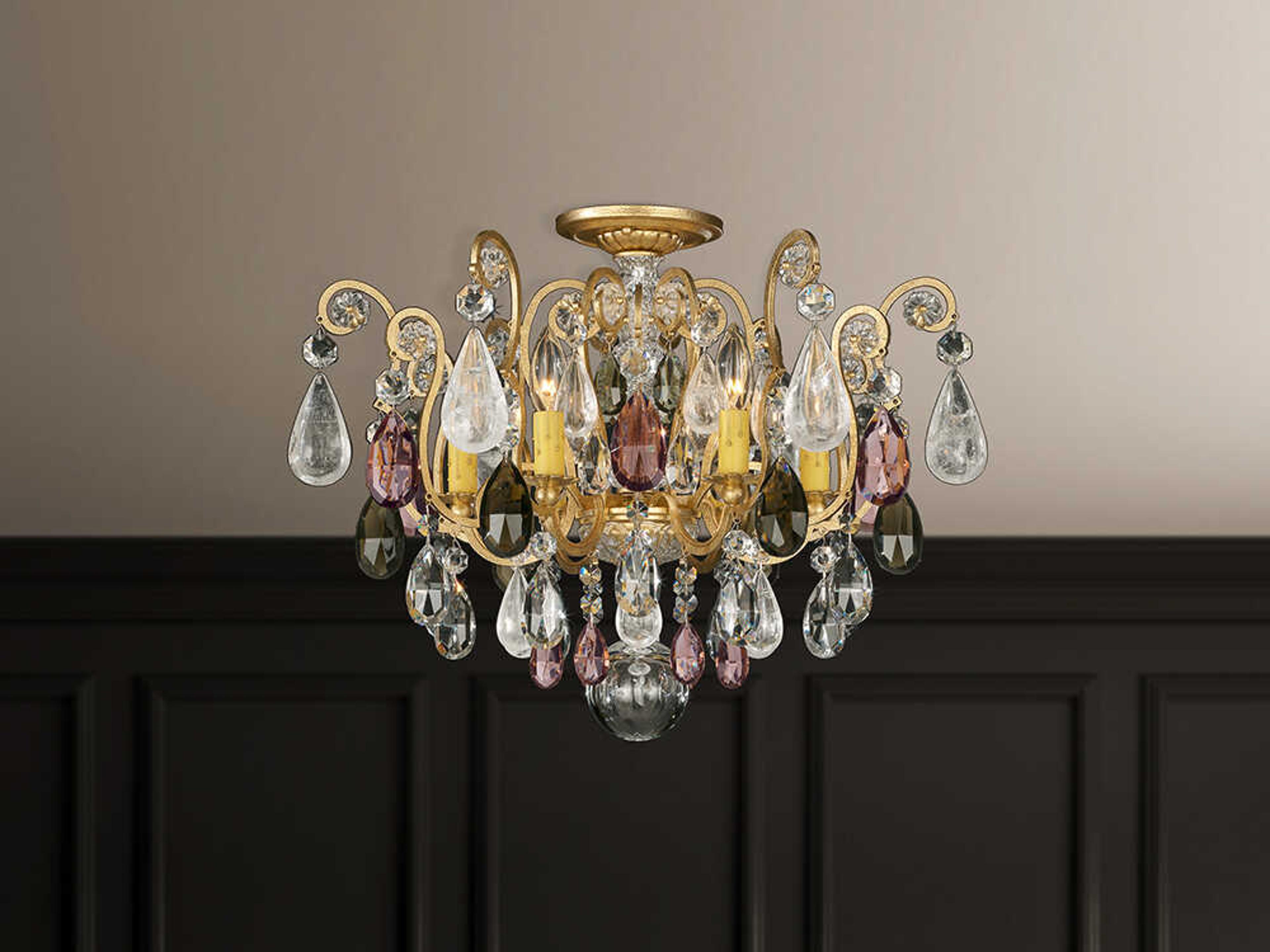 Schonbek Renaissance Rock Crystal 6-Light Gold Semi Flush Mount