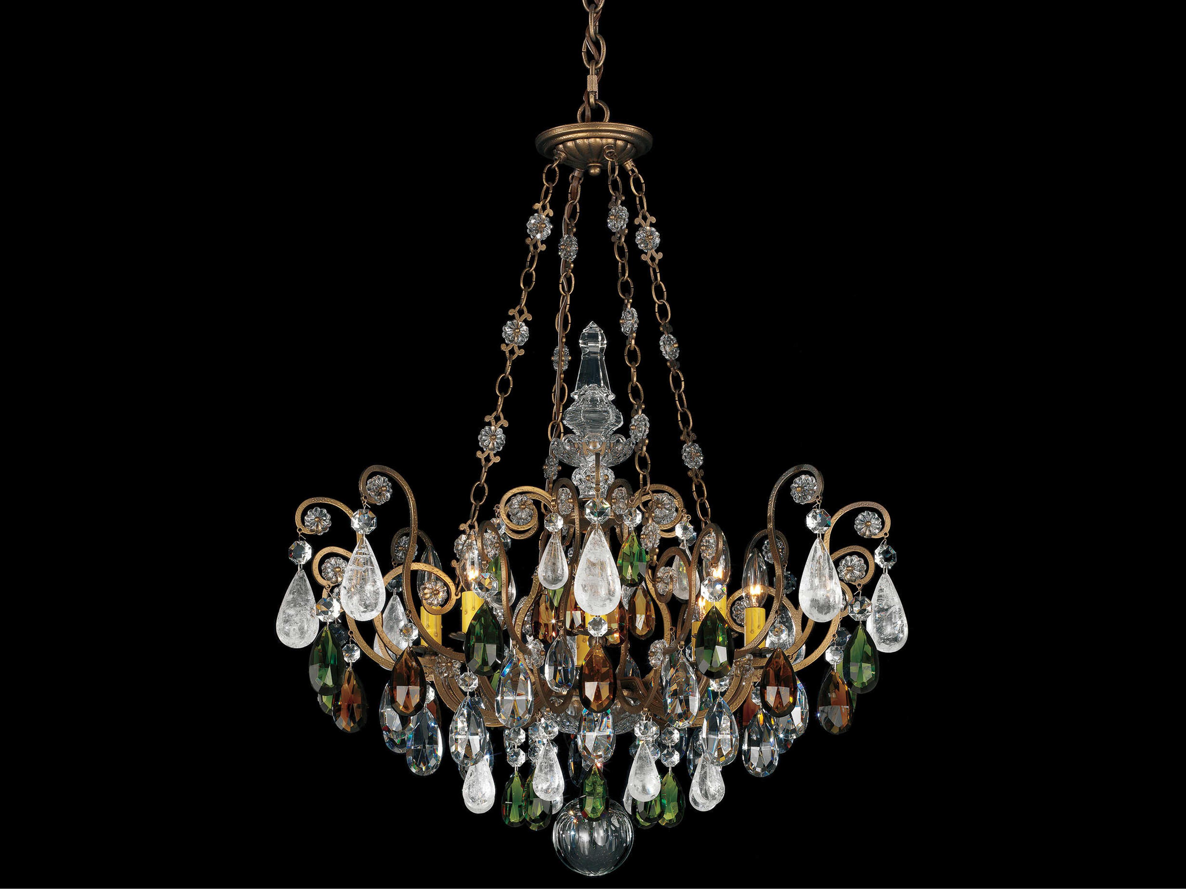 Renaissance Rock Crystal 8-Light Bronze Candelabra Chandelier
