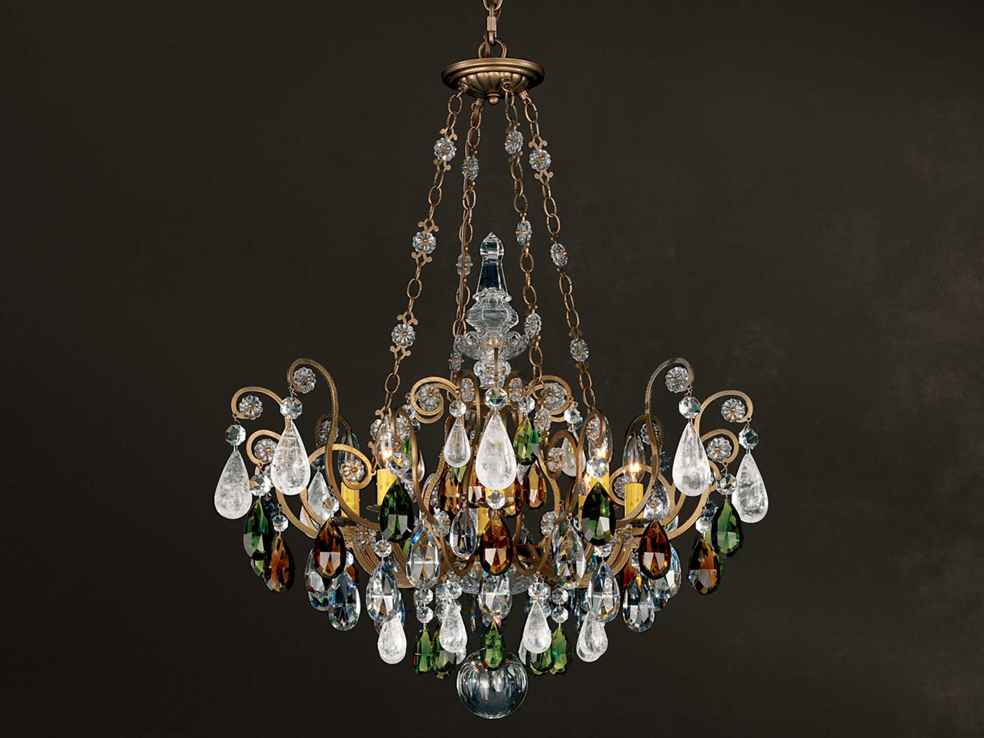 Schonbek Renaissance Rock Crystal 8-Light Bronze Candelabra Chandelier