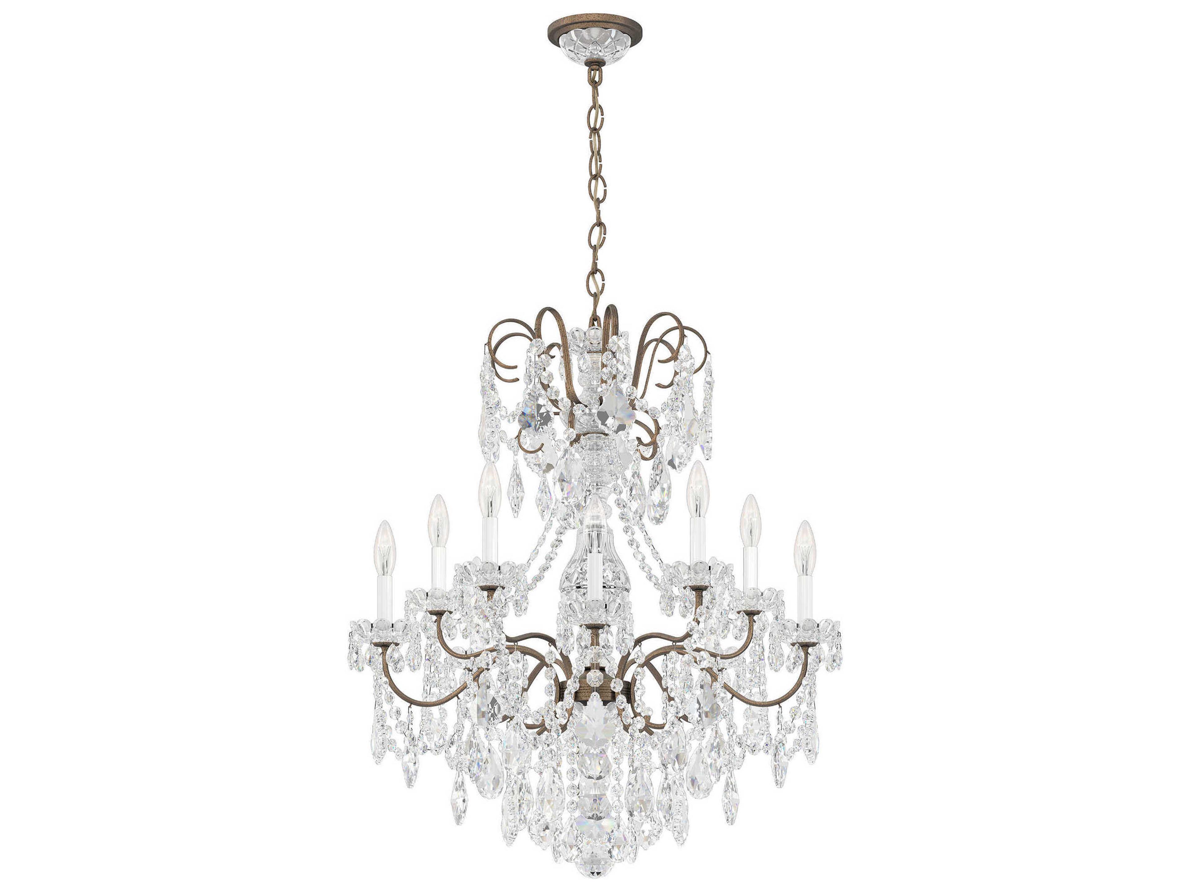 Schonbek New Orleans 10-Light Silver Crystal Candelabra Chandelier