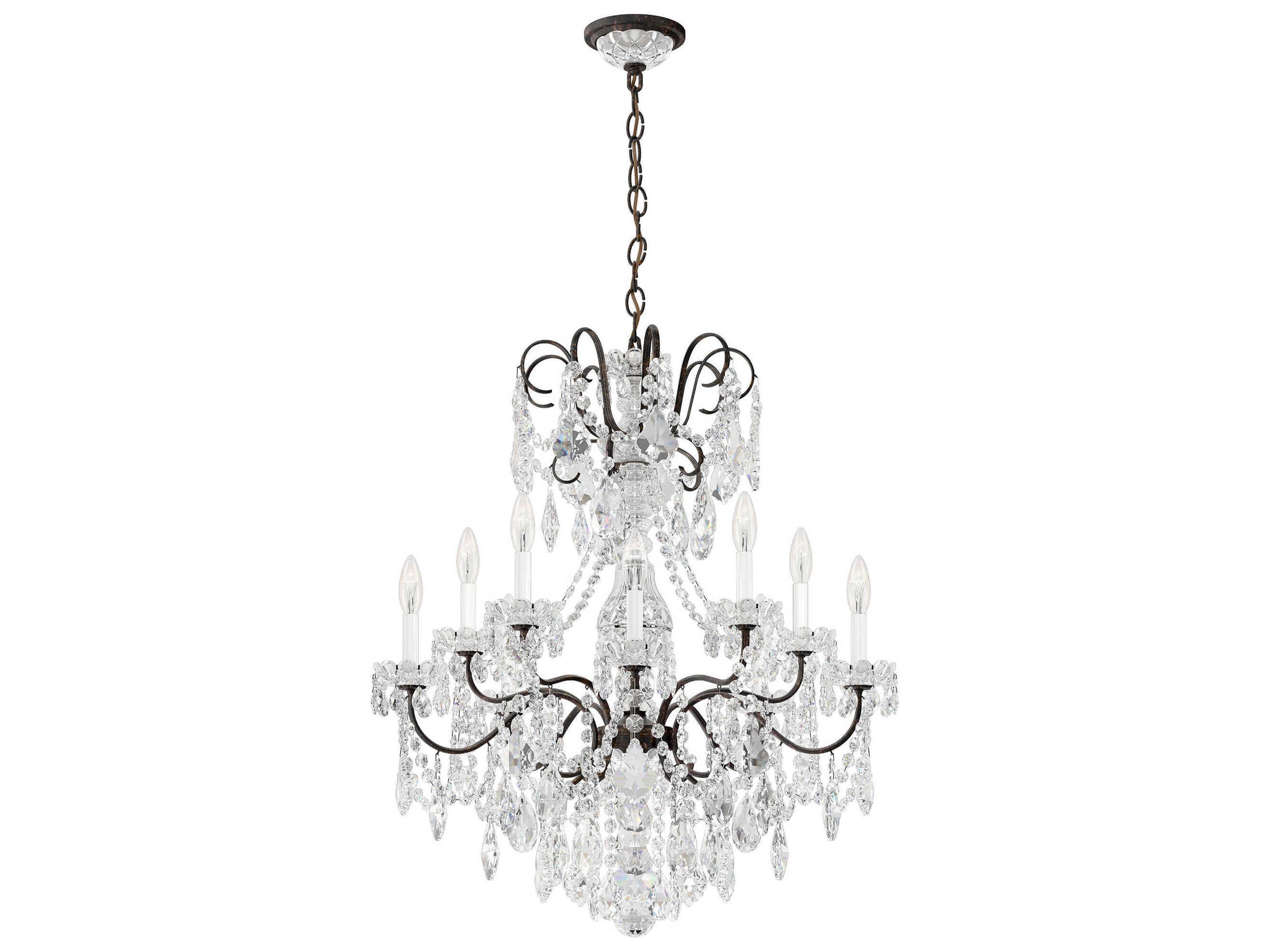 Schonbek New Orleans 10-Light Silver Crystal Candelabra Chandelier