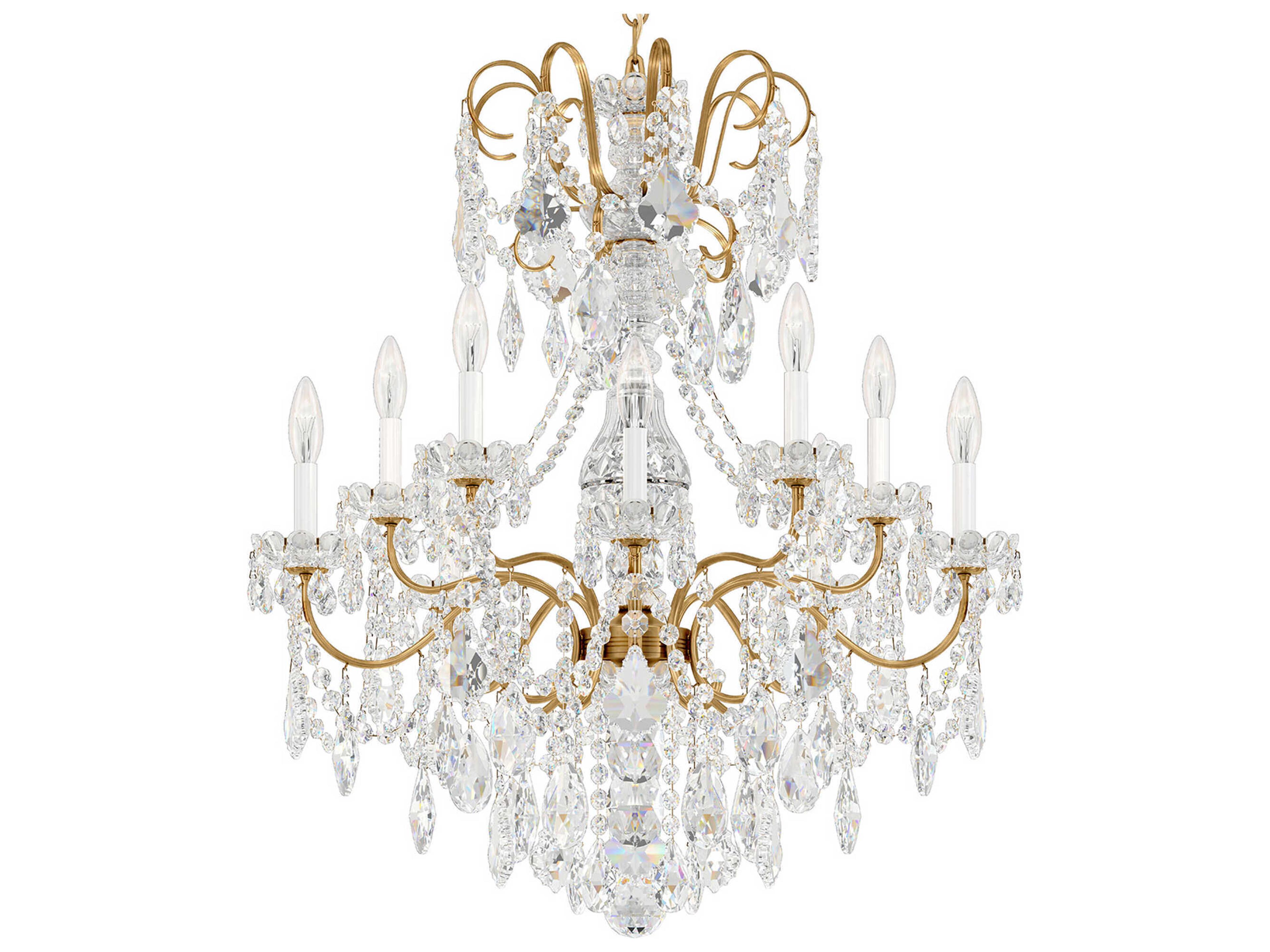 Schonbek New Orleans 10-Light Silver Crystal Candelabra Chandelier
