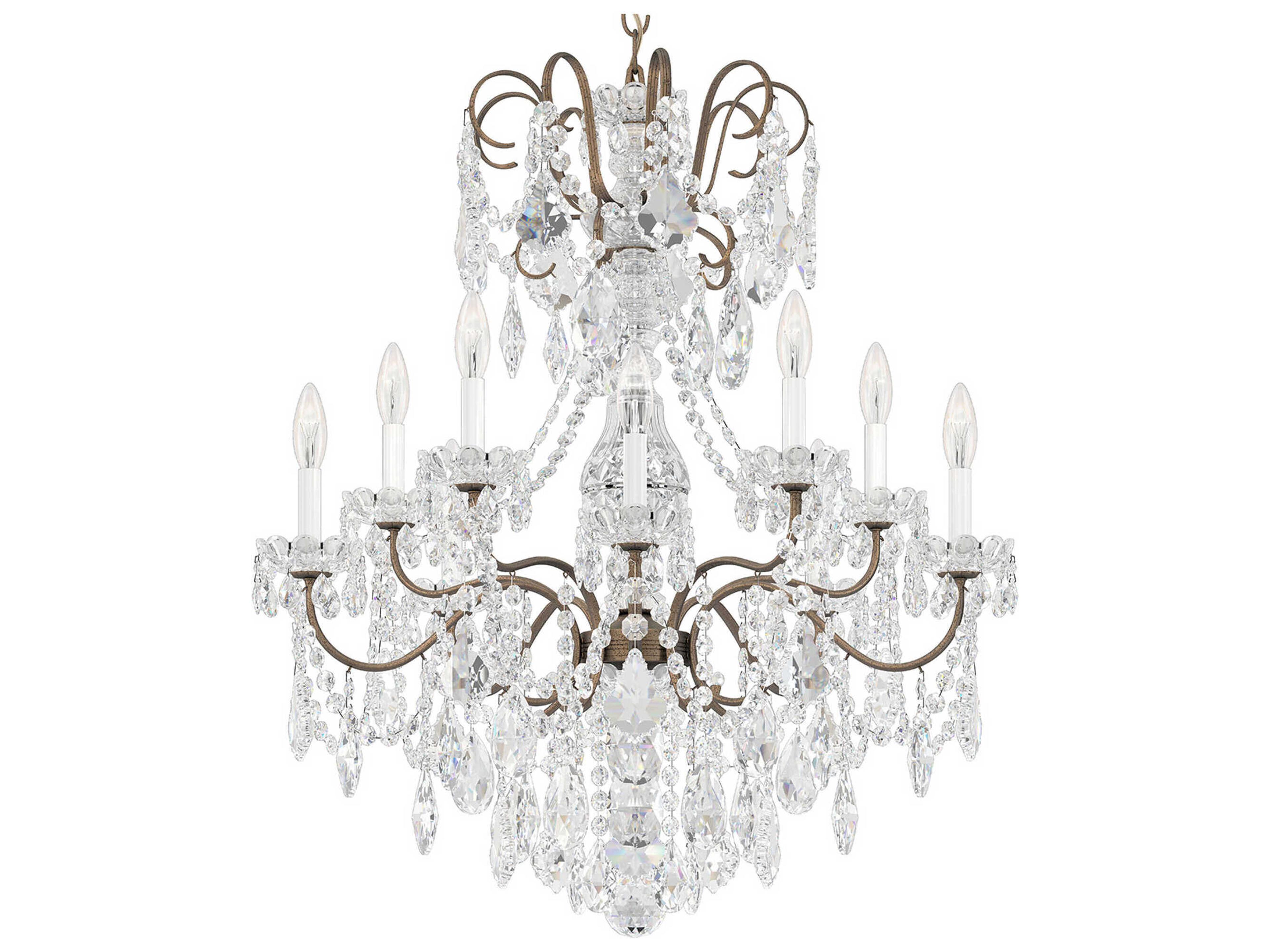 Schonbek New Orleans 10-Light Silver Crystal Candelabra Chandelier