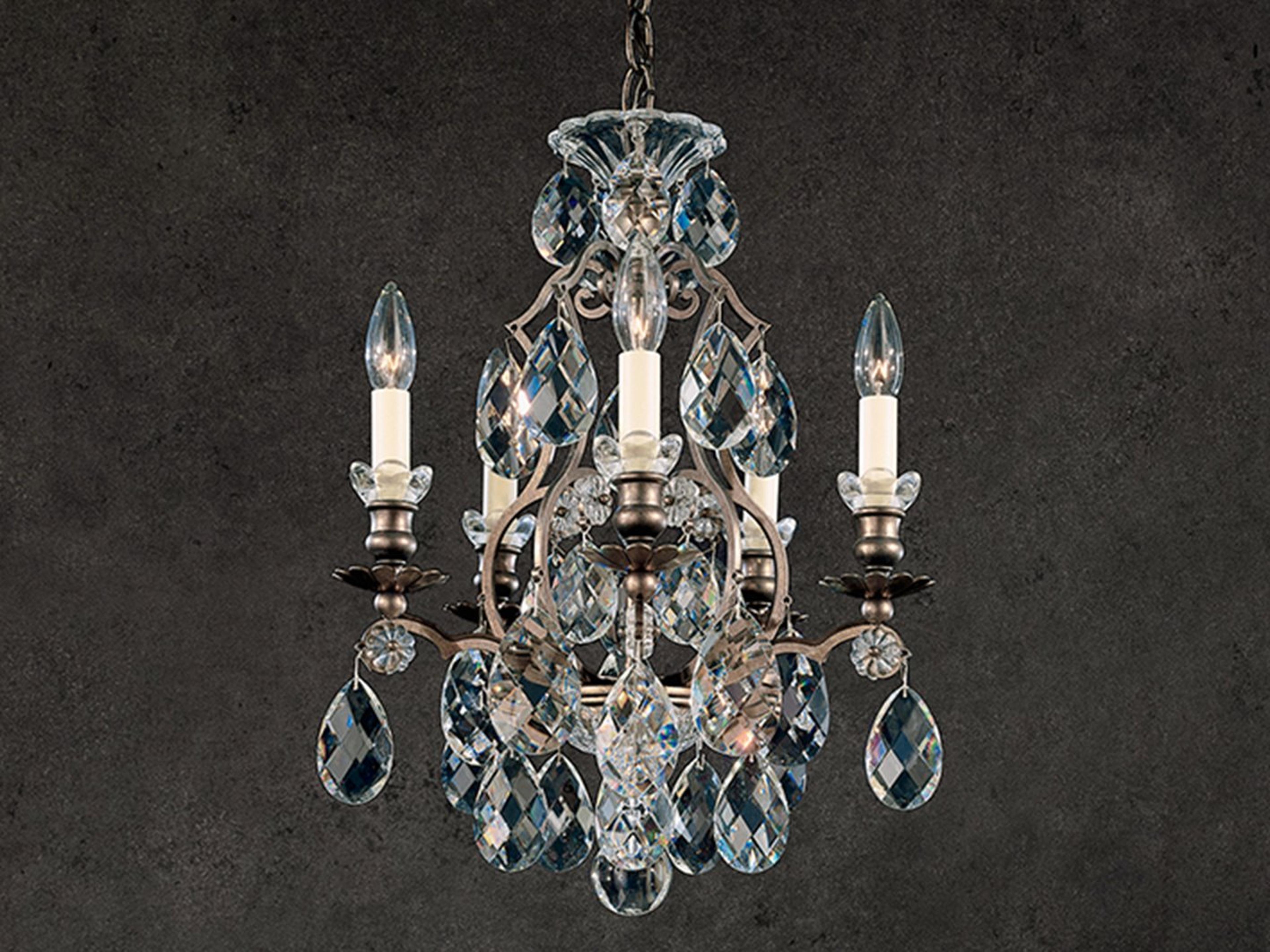 Schonbek Renaissance 5-Light Bronze Crystal Candelabra Chandelier