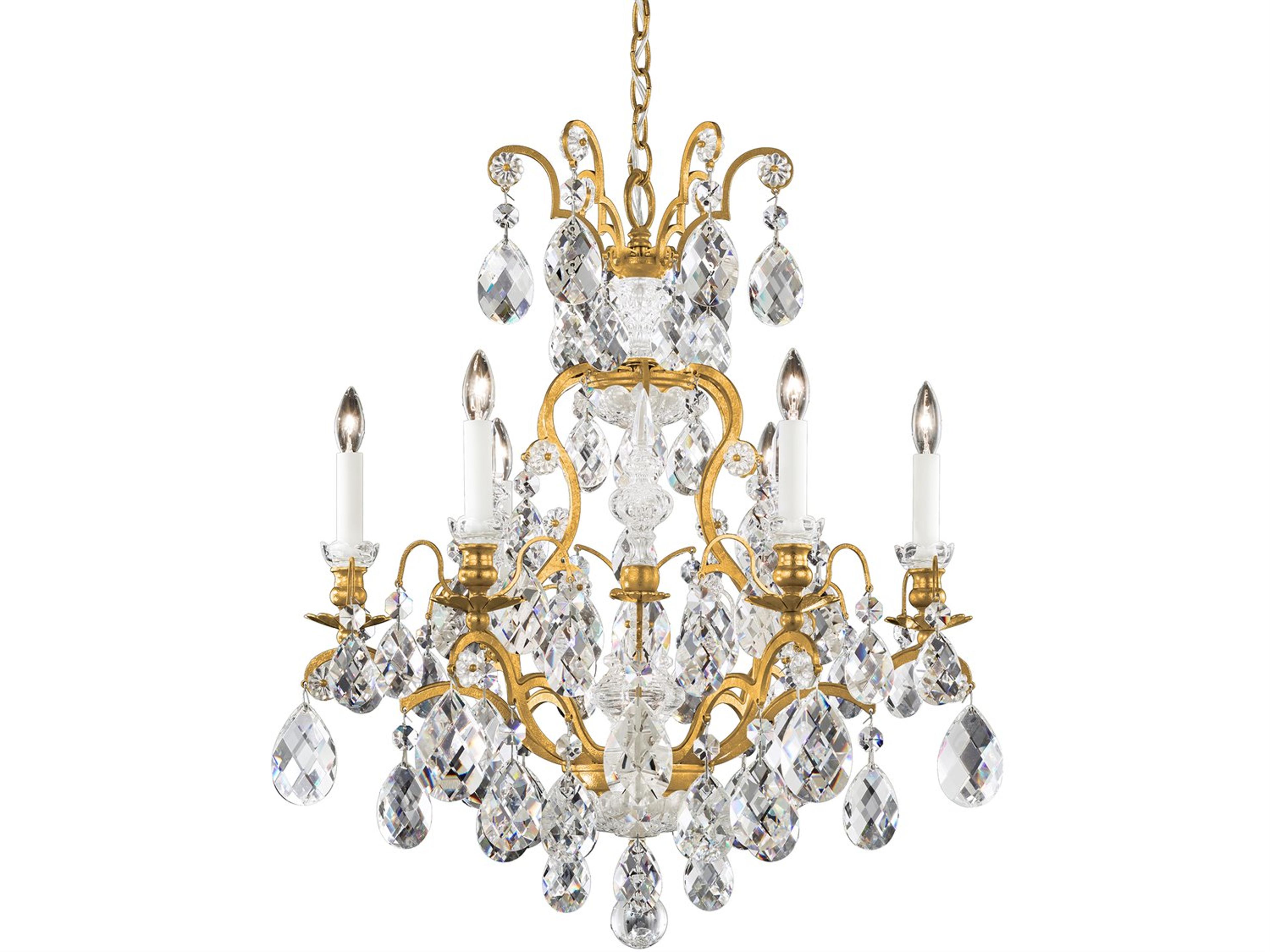 6-Light Bronze Crystal Candelabra Chandelier