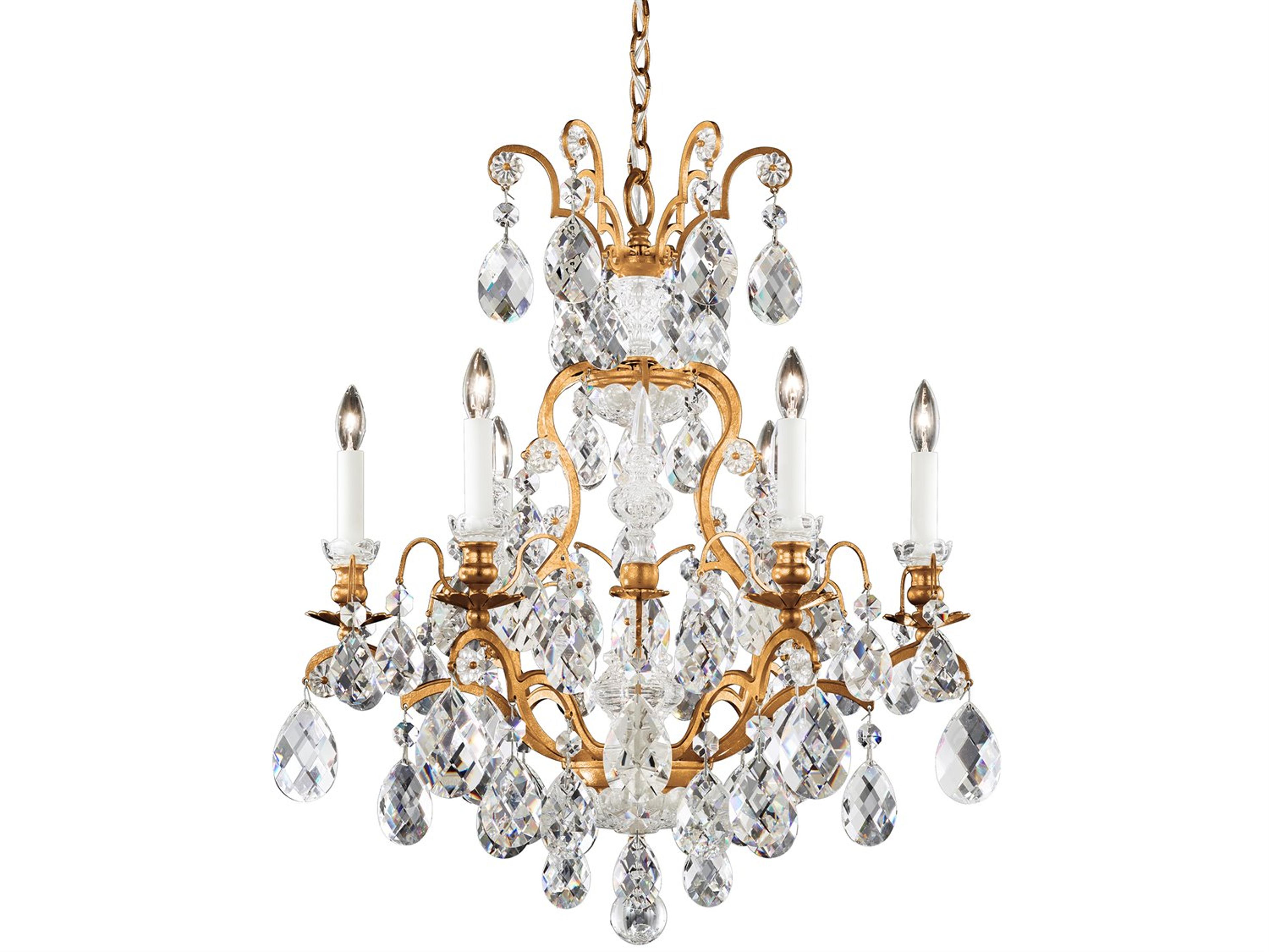 Schonbek 6-Light Bronze Crystal Candelabra Chandelier