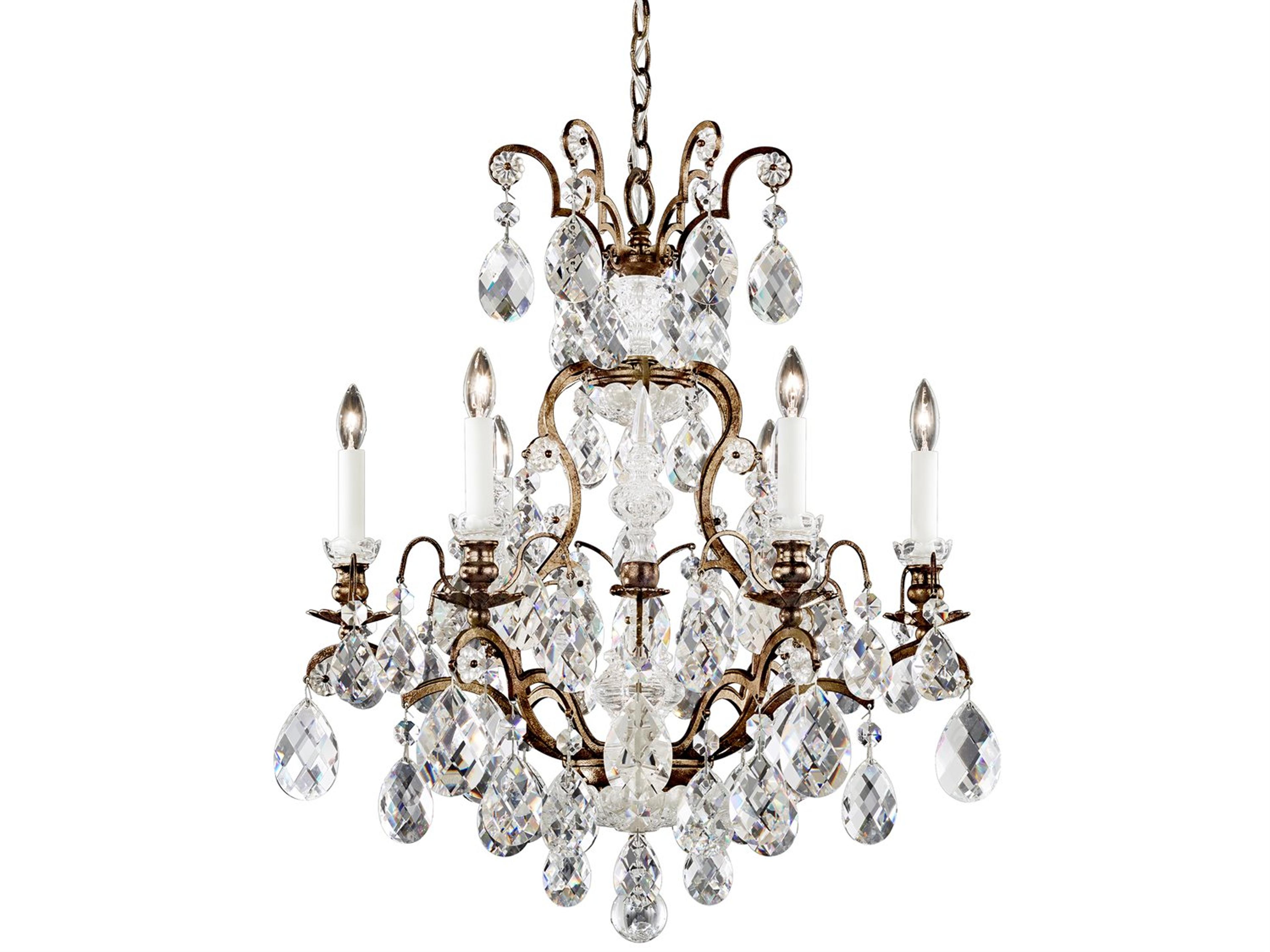 Schonbek 6-Light Bronze Crystal Candelabra Chandelier