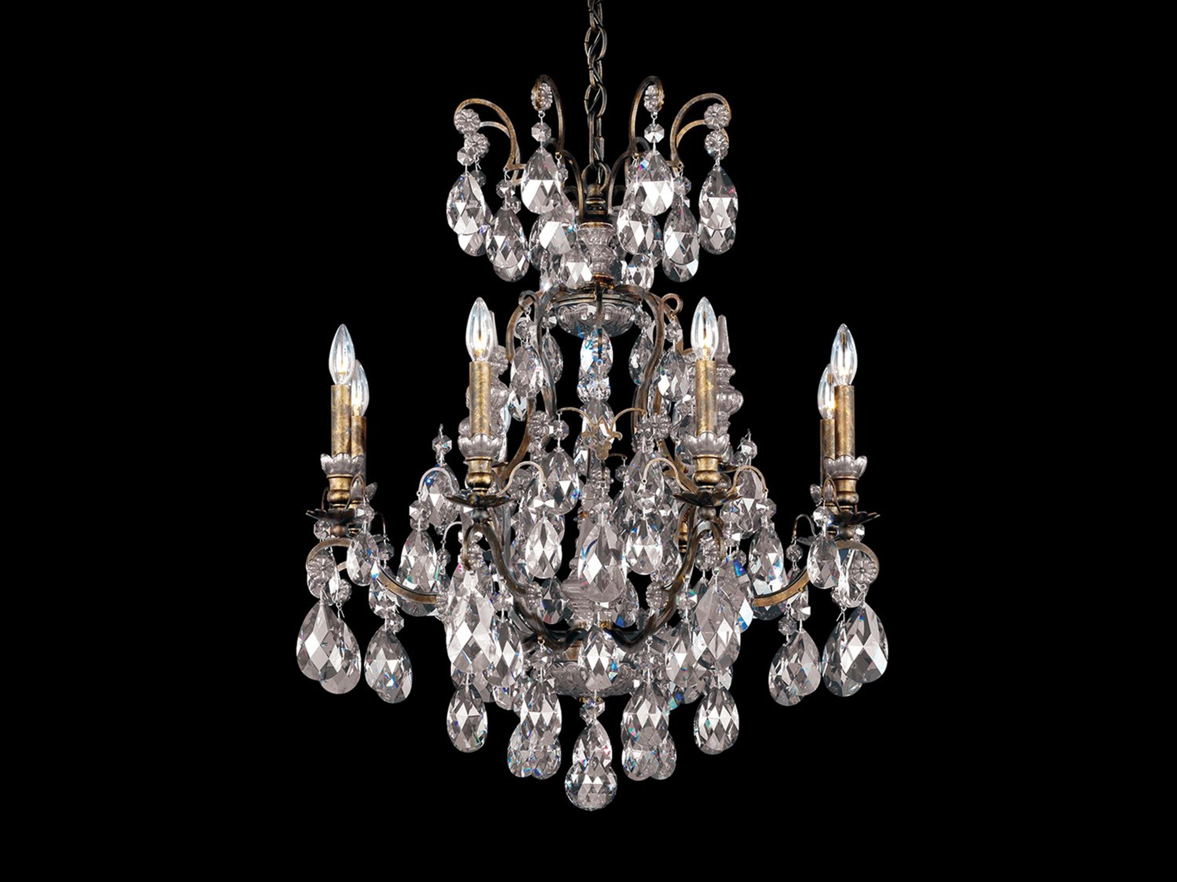 9-Light Bronze Crystal Candelabra Chandelier