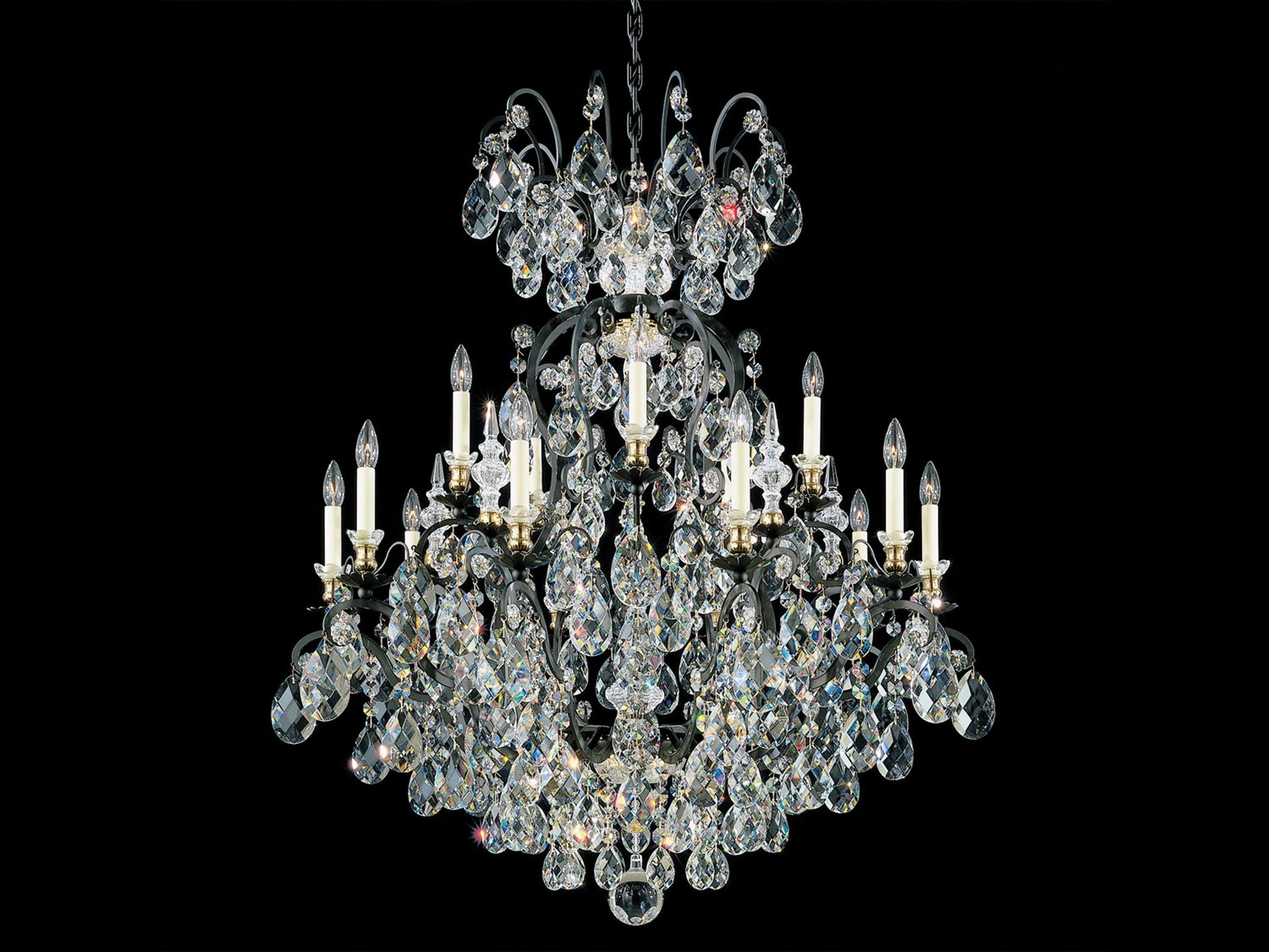 Schonbek 16-Light6-Light Black Crystal Candelabra Chandelier