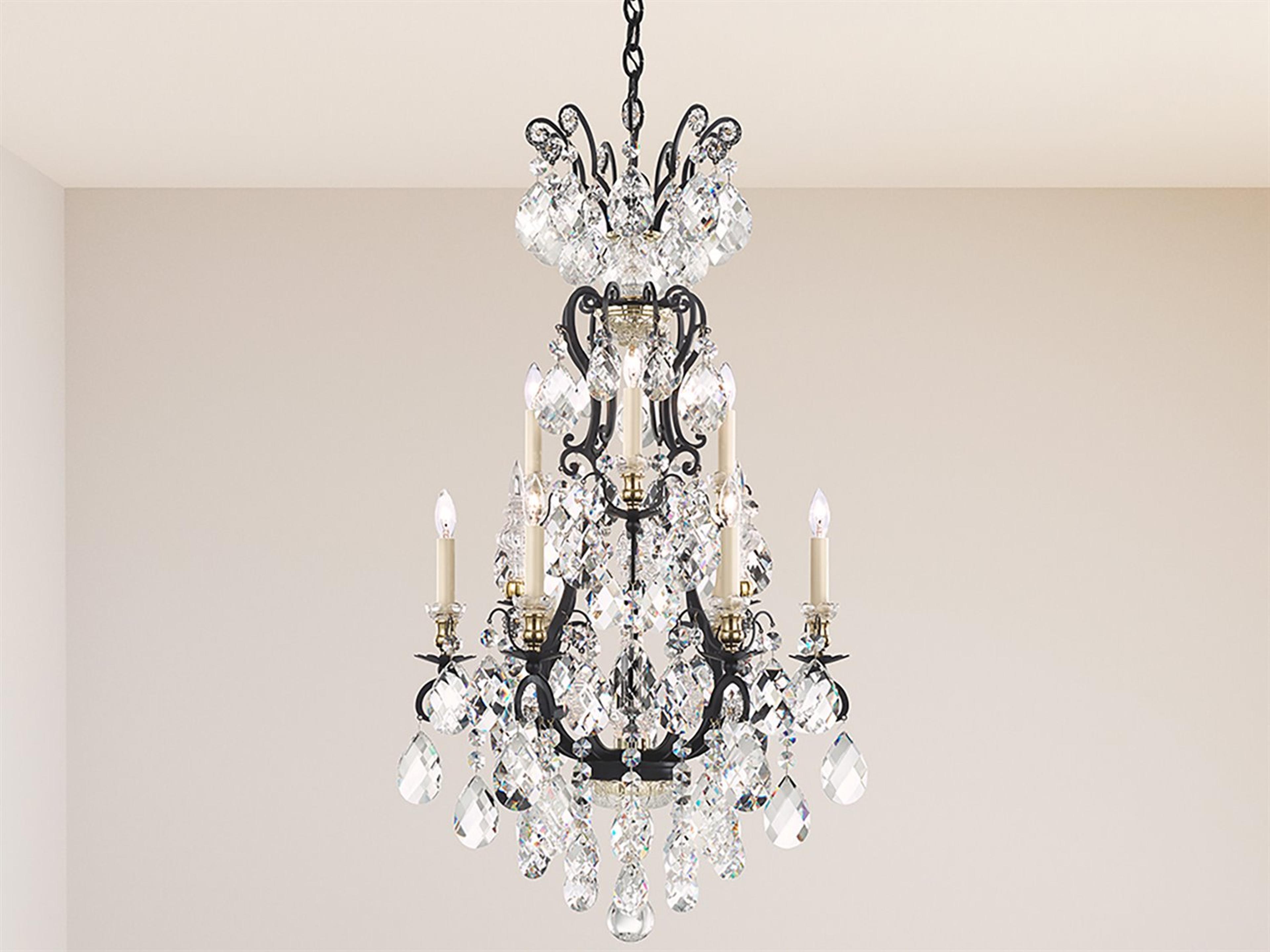 Schonbek 10-Light Black Crystal Candelabra Chandelier