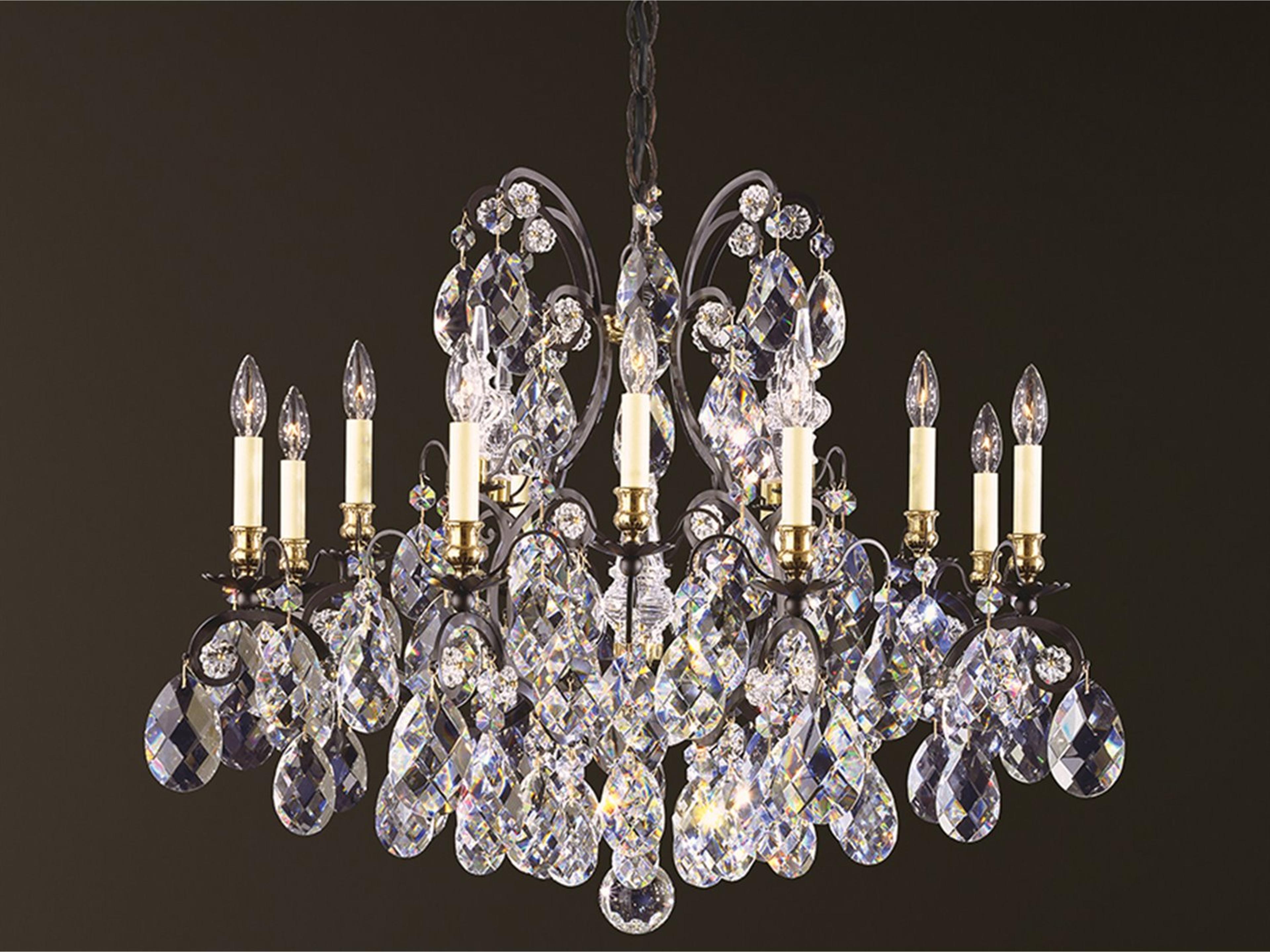 Schonbek 13-Light Pewter Crystal Candelabra Chandelier
