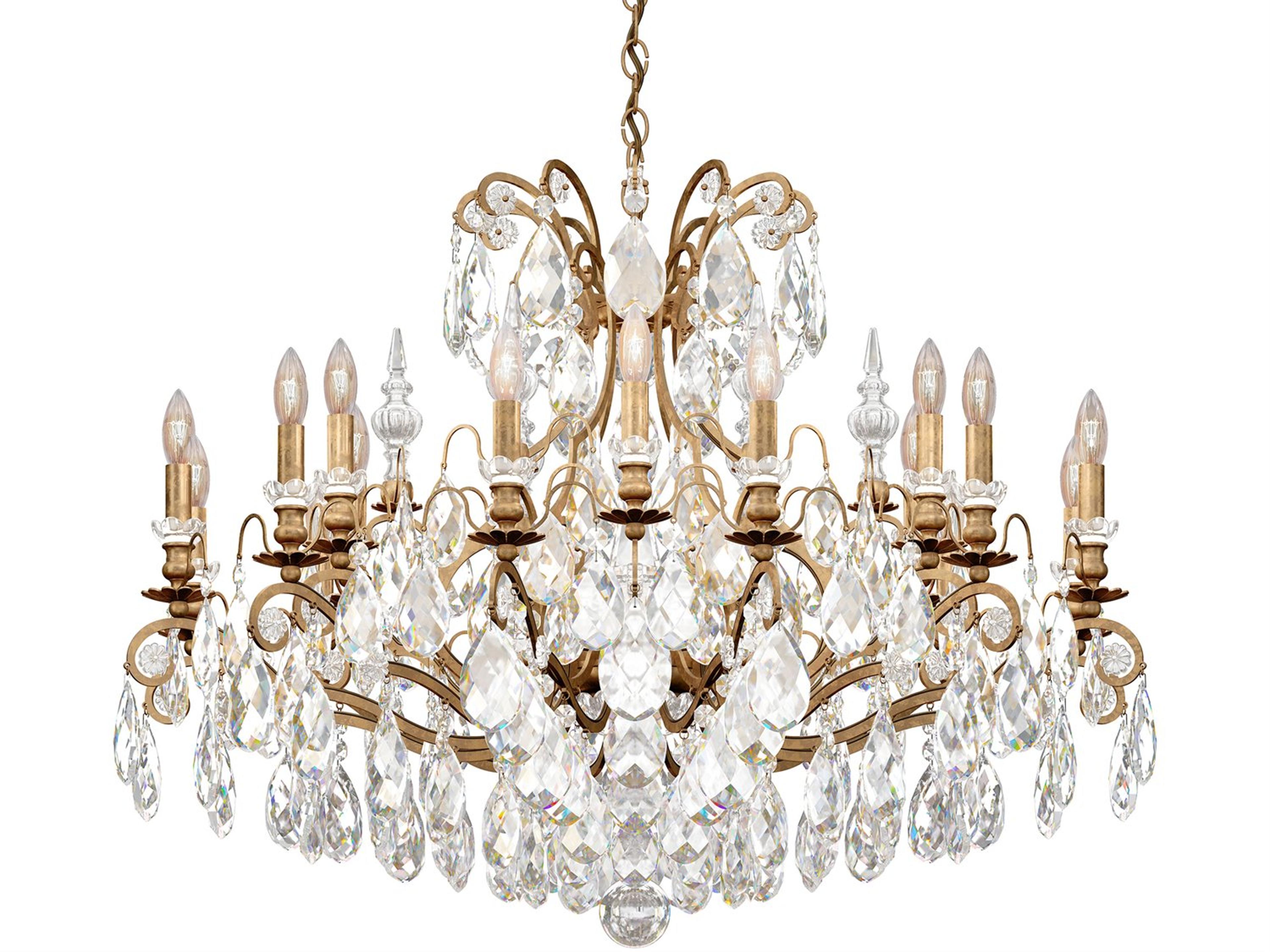 Schonbek 19-Light9-Light Gold Crystal Candelabra Chandelier