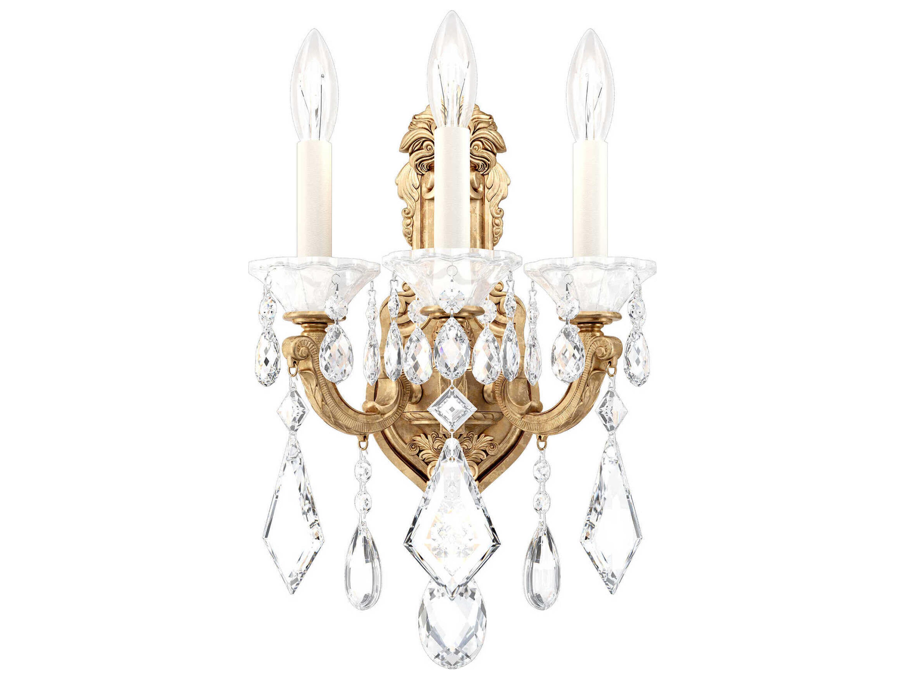 La Scala 3-Light Gold Crystal Wall Sconce