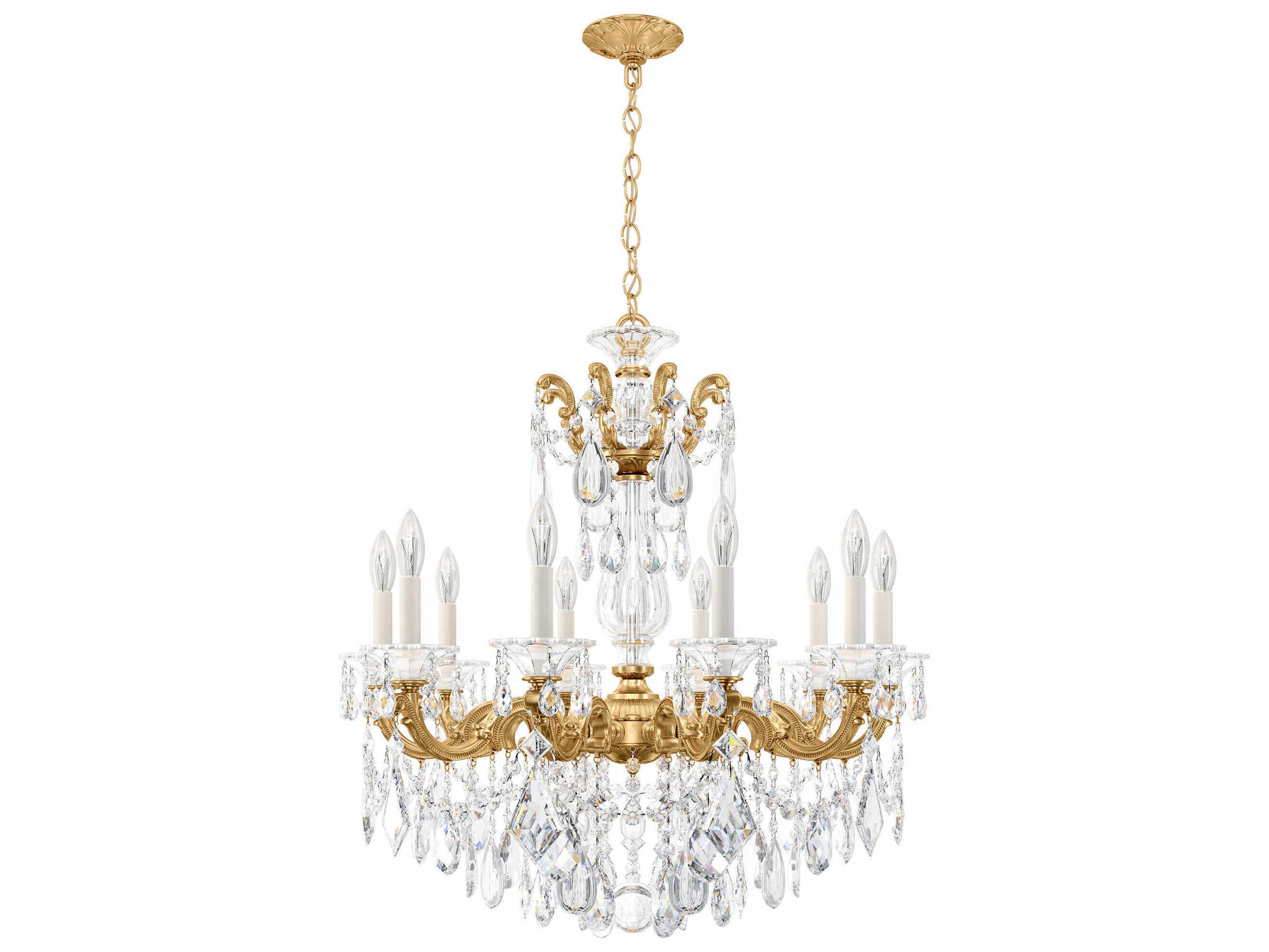 Schonbek La Scala 10-Light Bronze Crystal Candelabra Chandelier