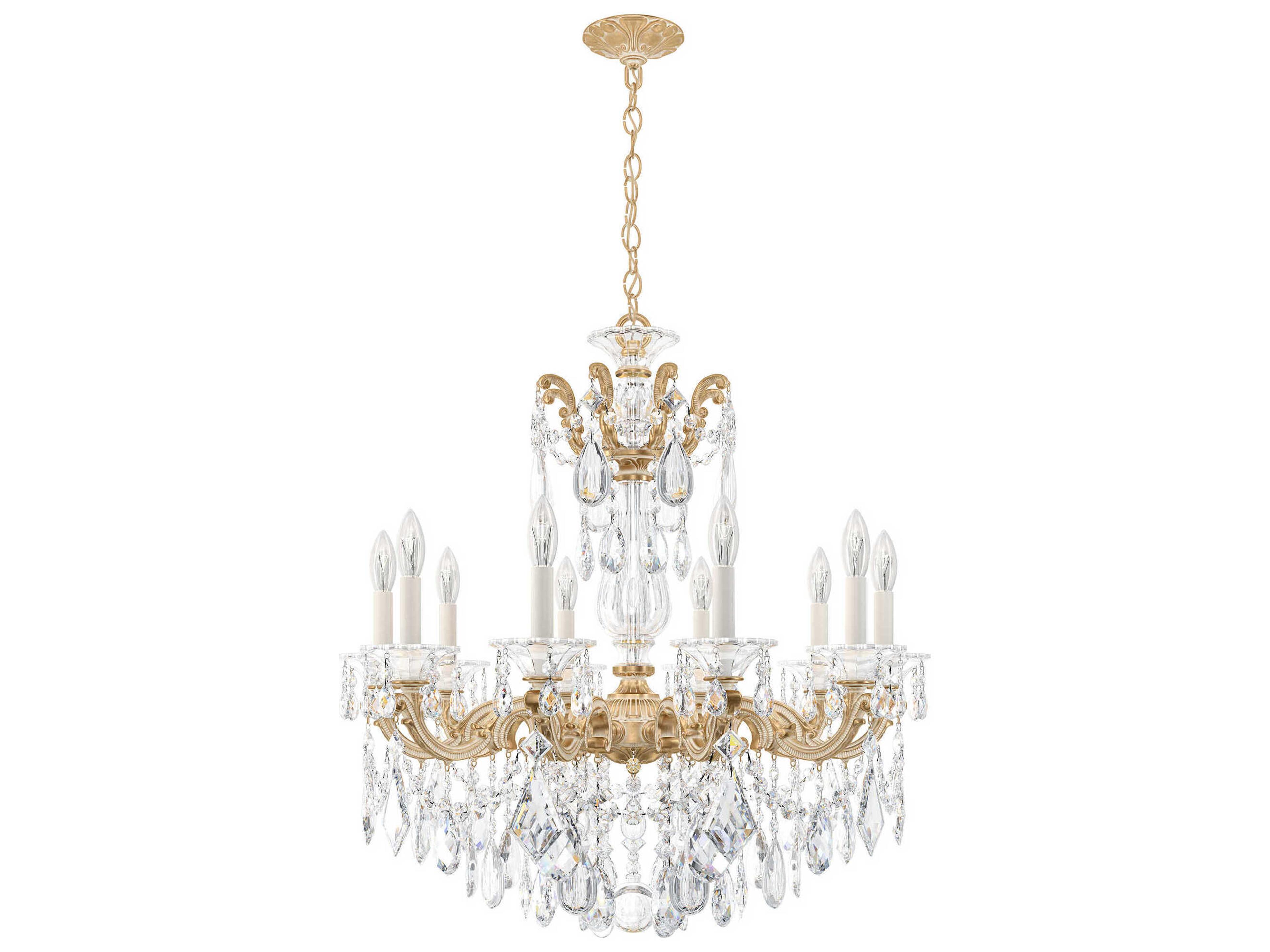 Schonbek La Scala 10-Light Bronze Crystal Candelabra Chandelier